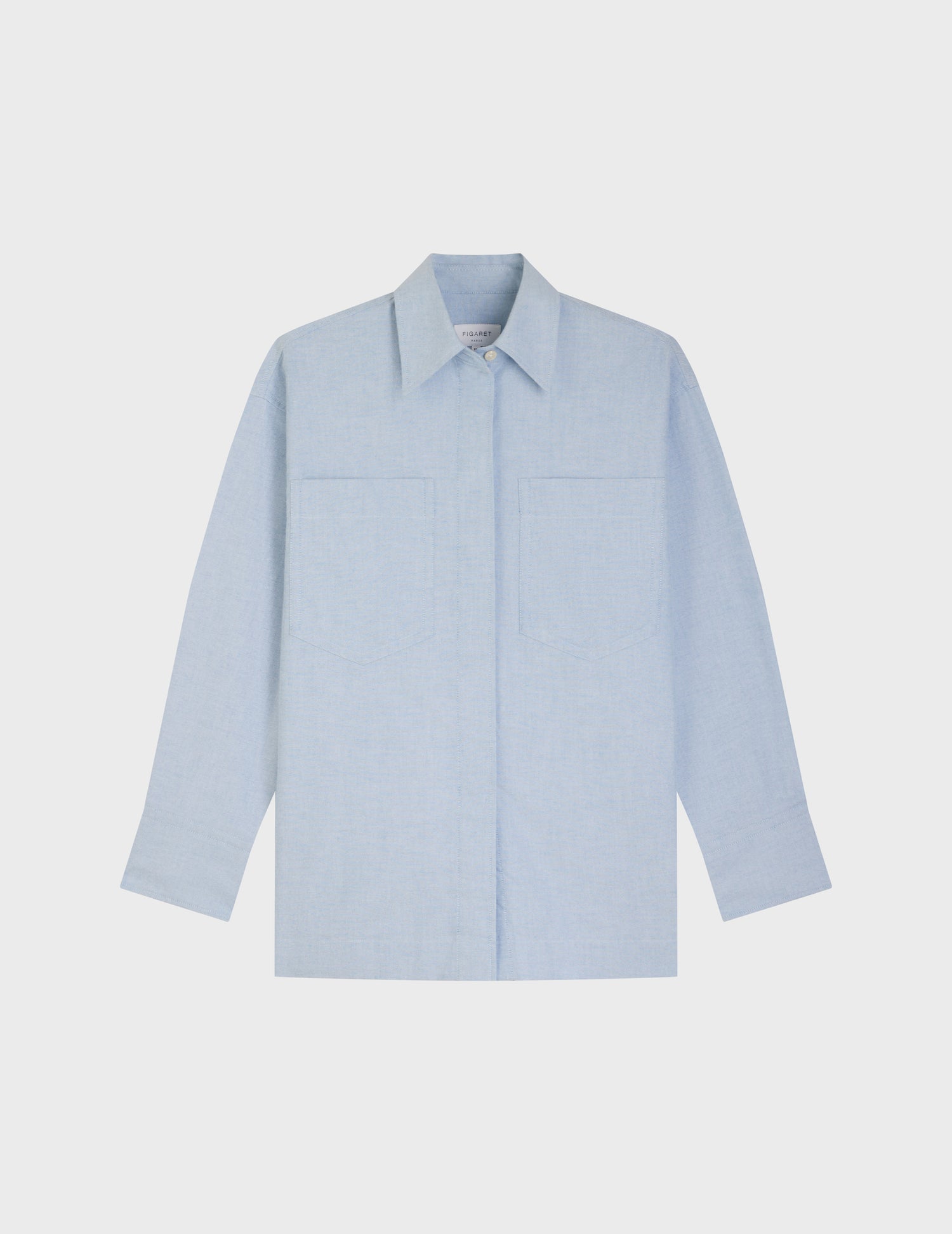 light blue Hidden button placket Faith shirt - Oxford gratté - Wide Collar#5