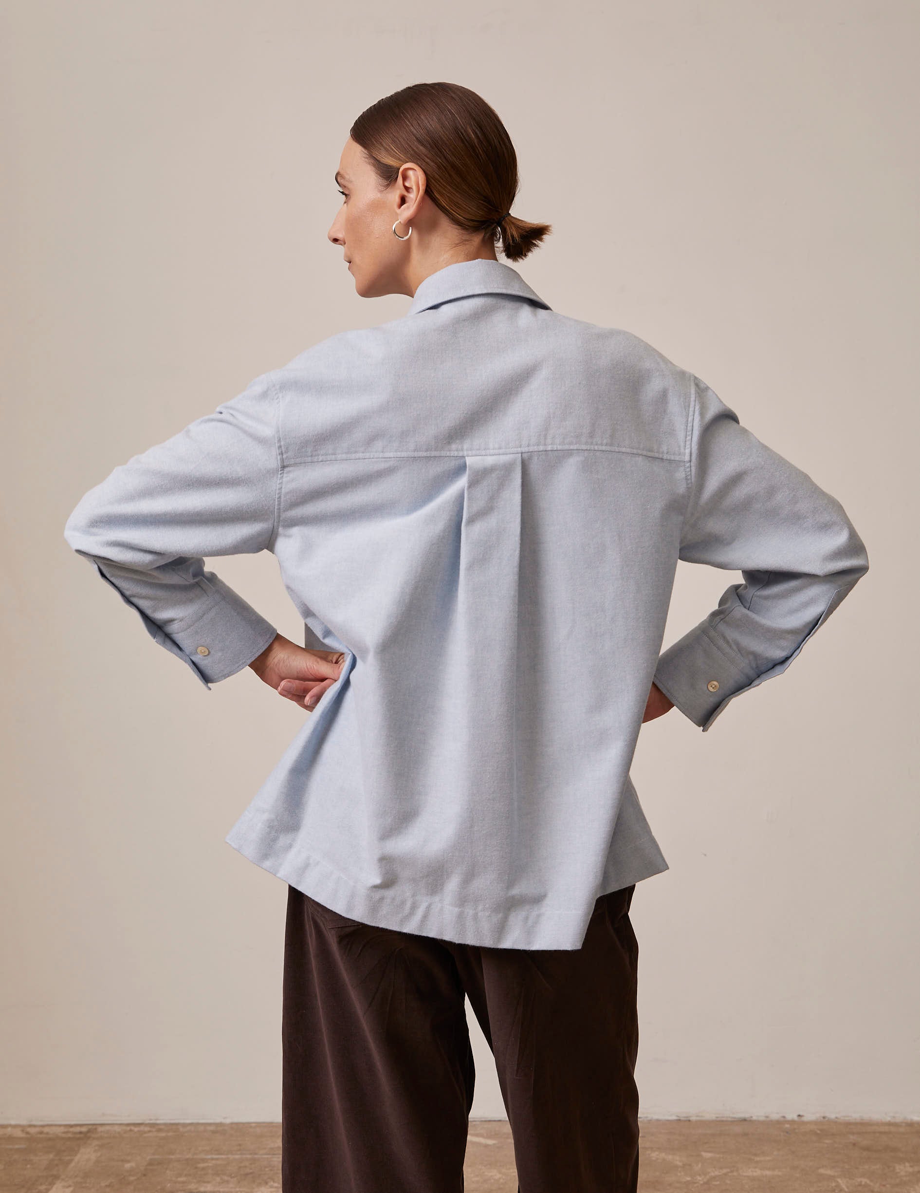 light blue Hidden button placket Faith shirt - Oxford gratté - Wide Collar