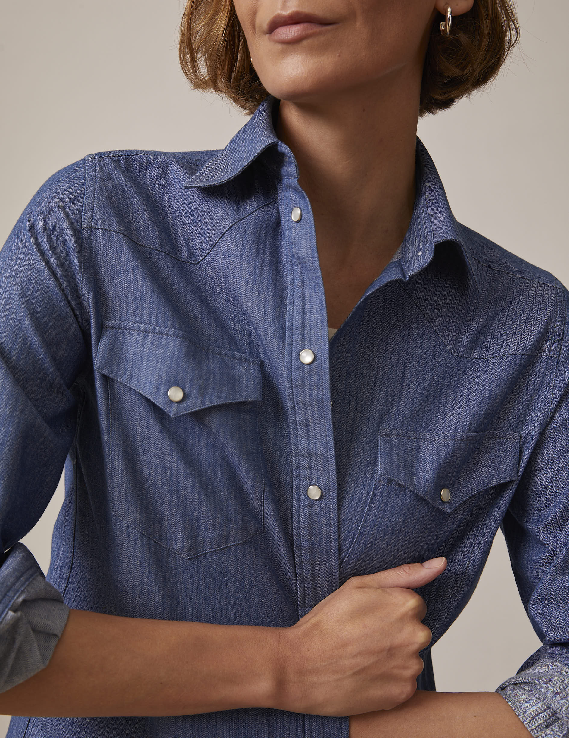 Chemise Gisèle en denim bleu - Denim - Col Chemise