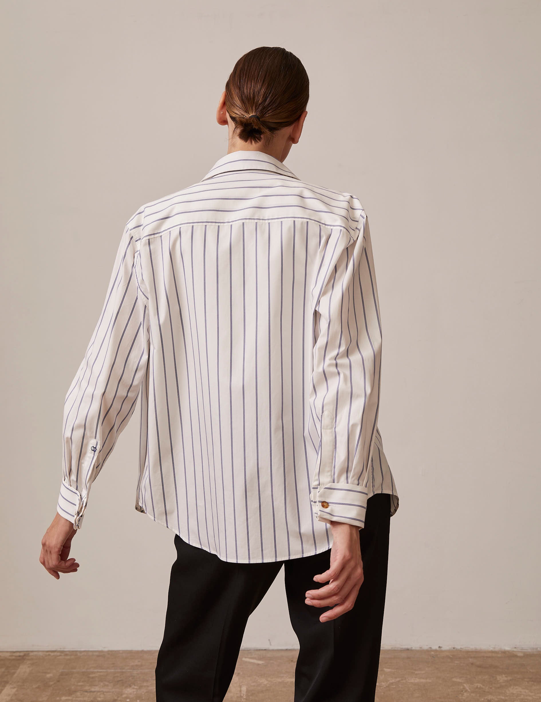 Hannah blue striped shirt - Poplin - Shirt Collar - Musketeers Cuffs