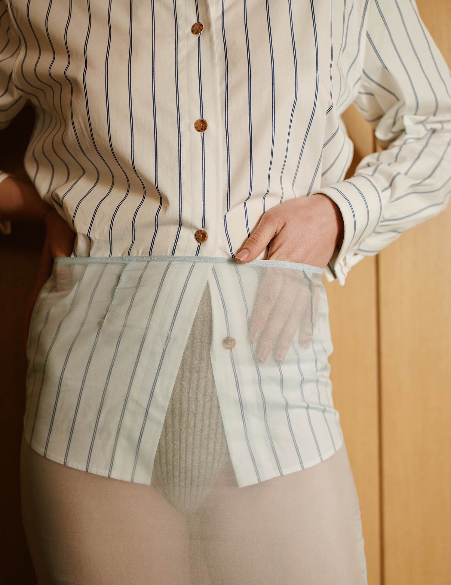 Hannah blue striped shirt - Poplin - Shirt Collar - Musketeers Cuffs#5