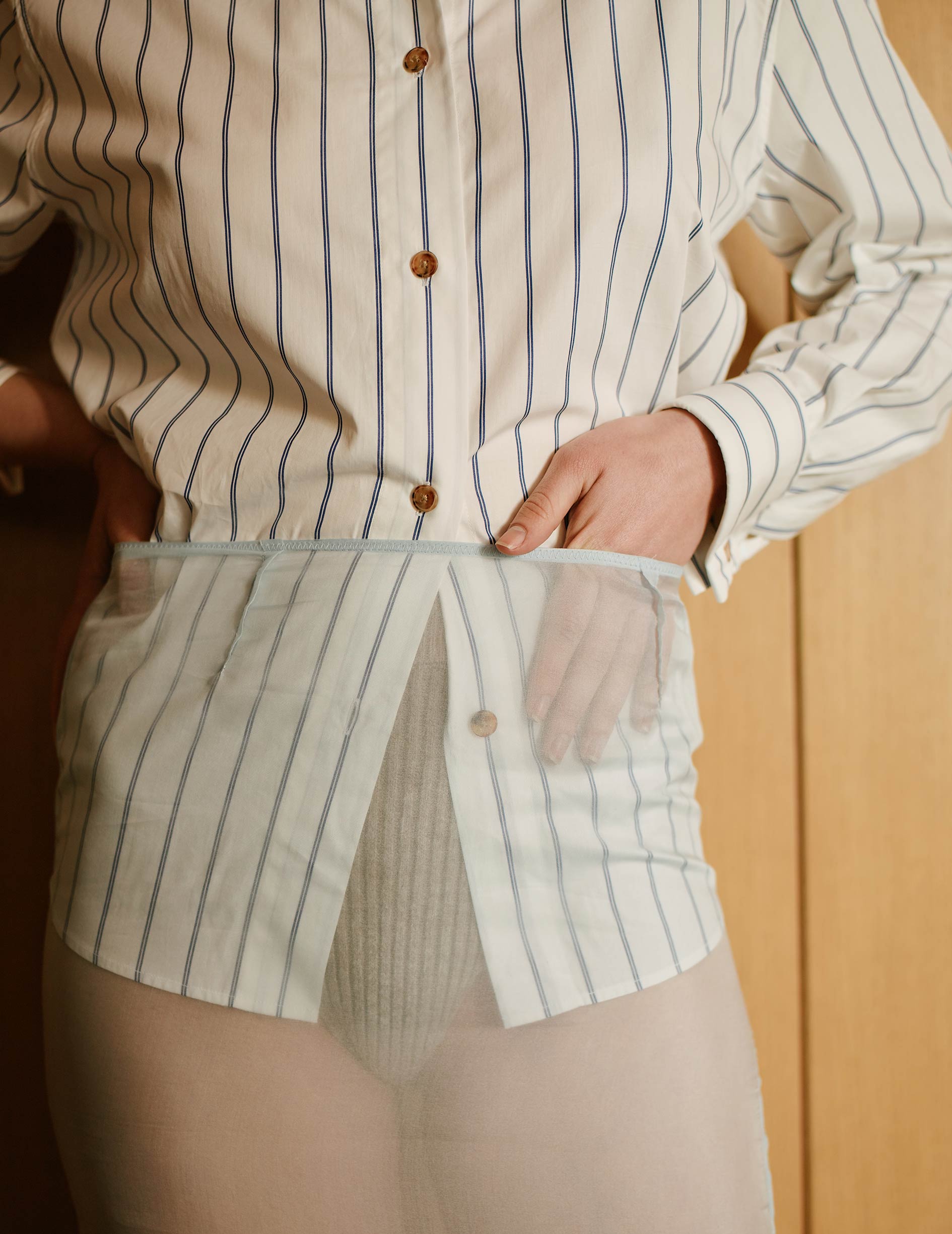 Hannah blue striped shirt - Poplin - Shirt Collar - Musketeers Cuffs