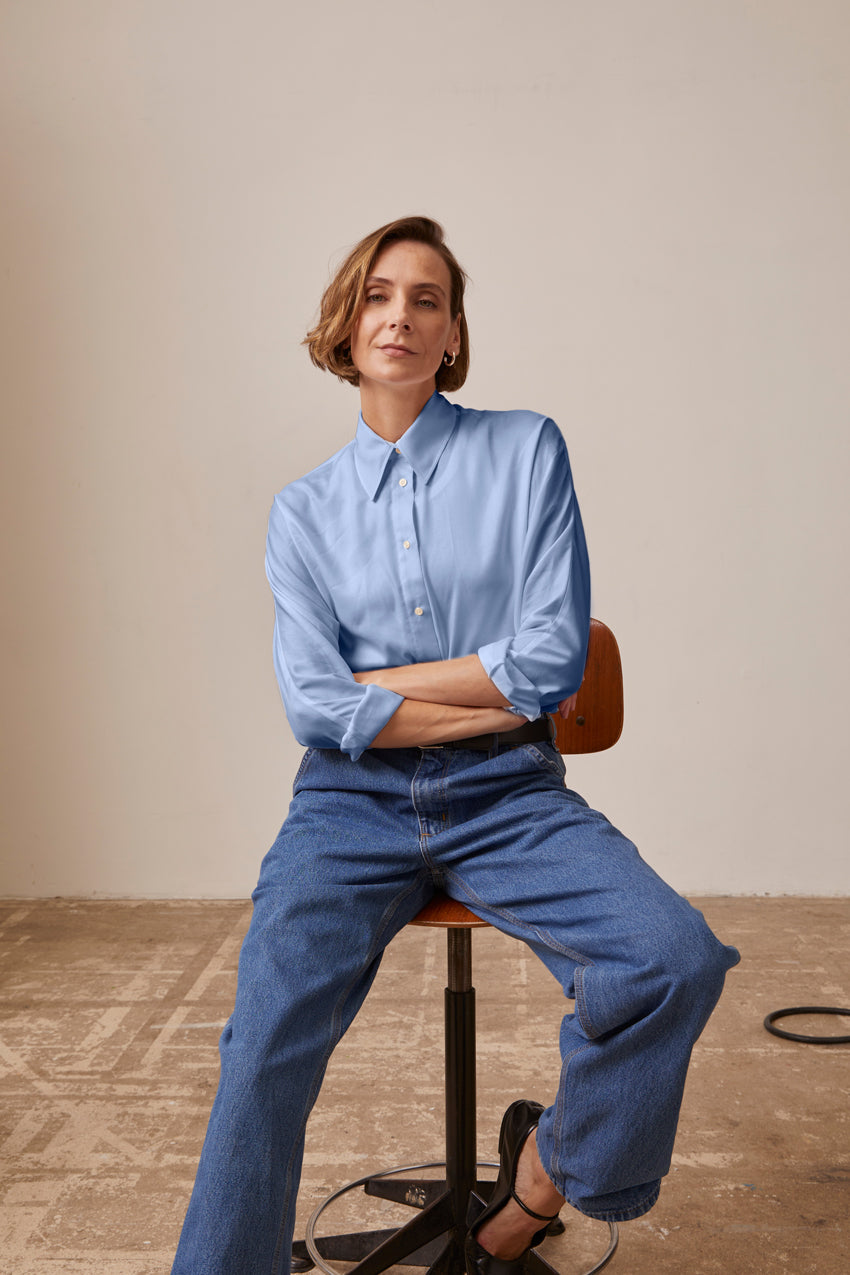 Ilaria blue shirt - Lyocell - Shirt Collar