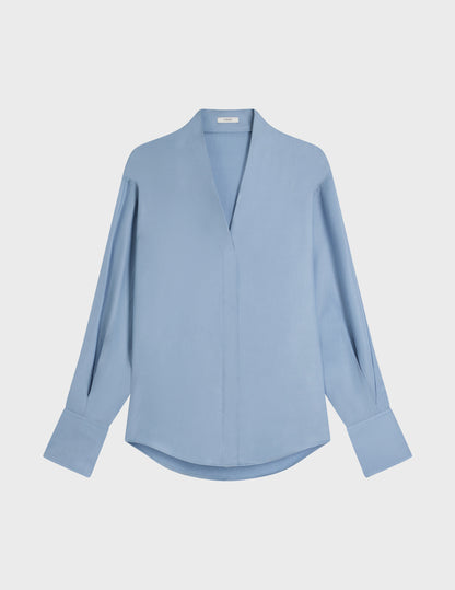 Ilena Hidden button placket blue shirt