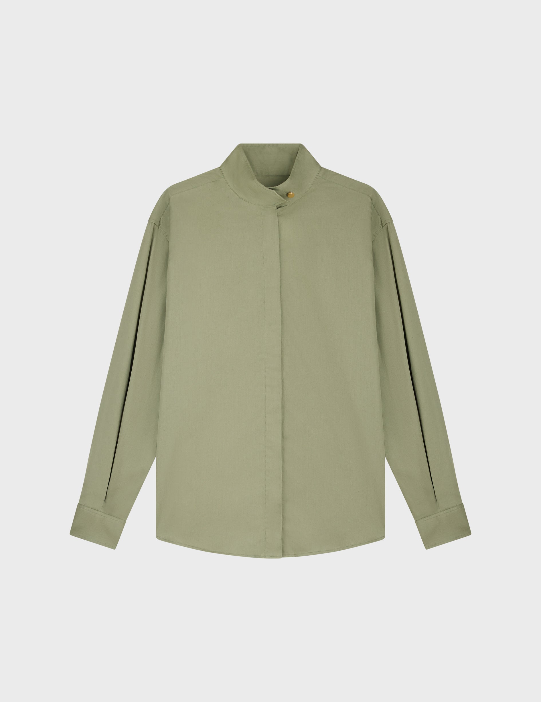 Innaée Hidden button placket khaki shirt - Satin - Right amount tip Collar