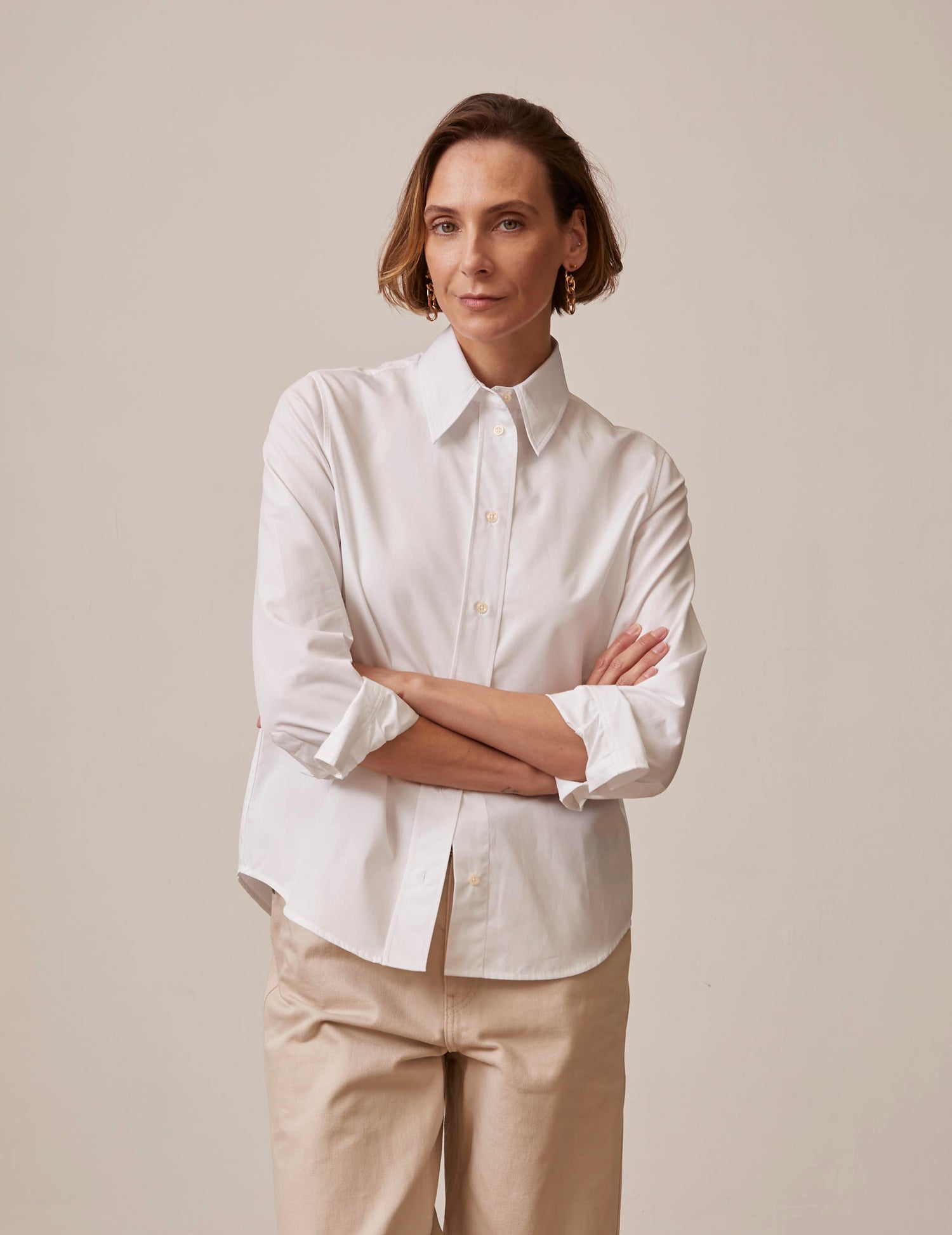 white Innah shirt - Poplin - Long Collar#3