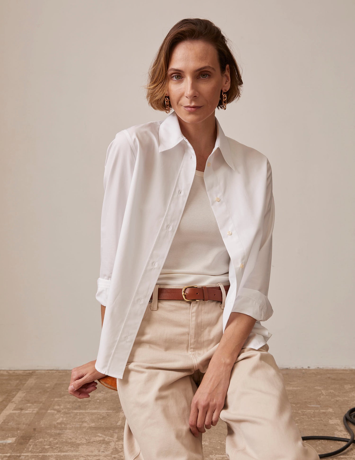 white Innah shirt - Poplin - Long Collar