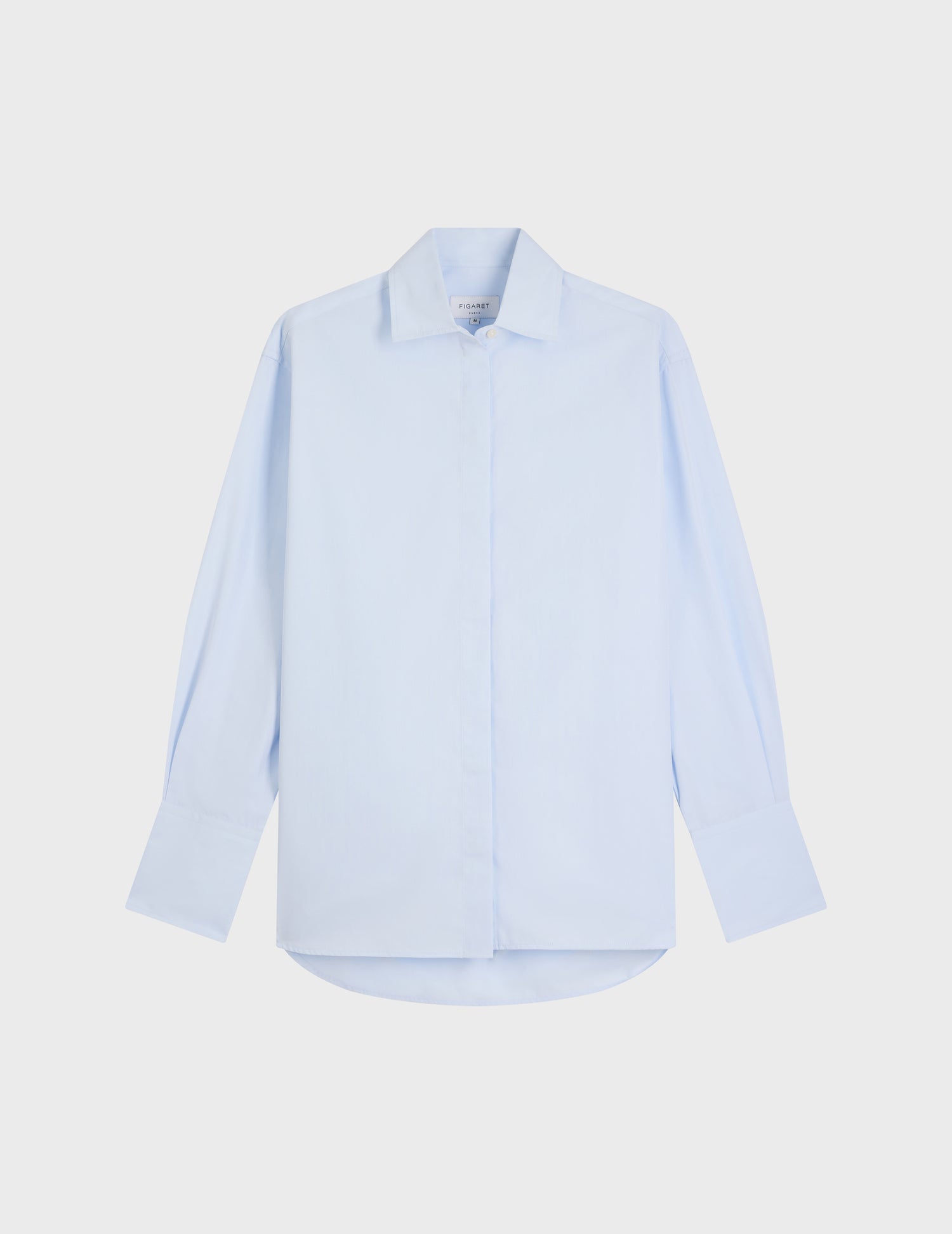 Irene Hidden button placket blue shirt - Poplin - Shirt Collar#4