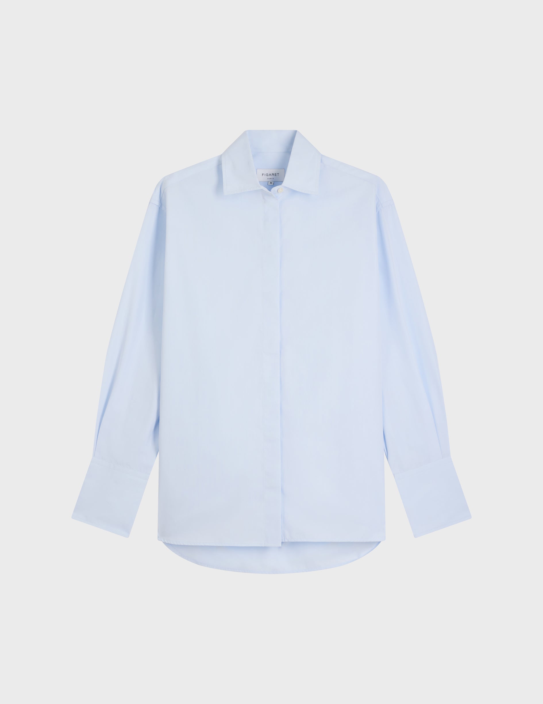 Irene Hidden button placket blue shirt - Poplin - Shirt Collar