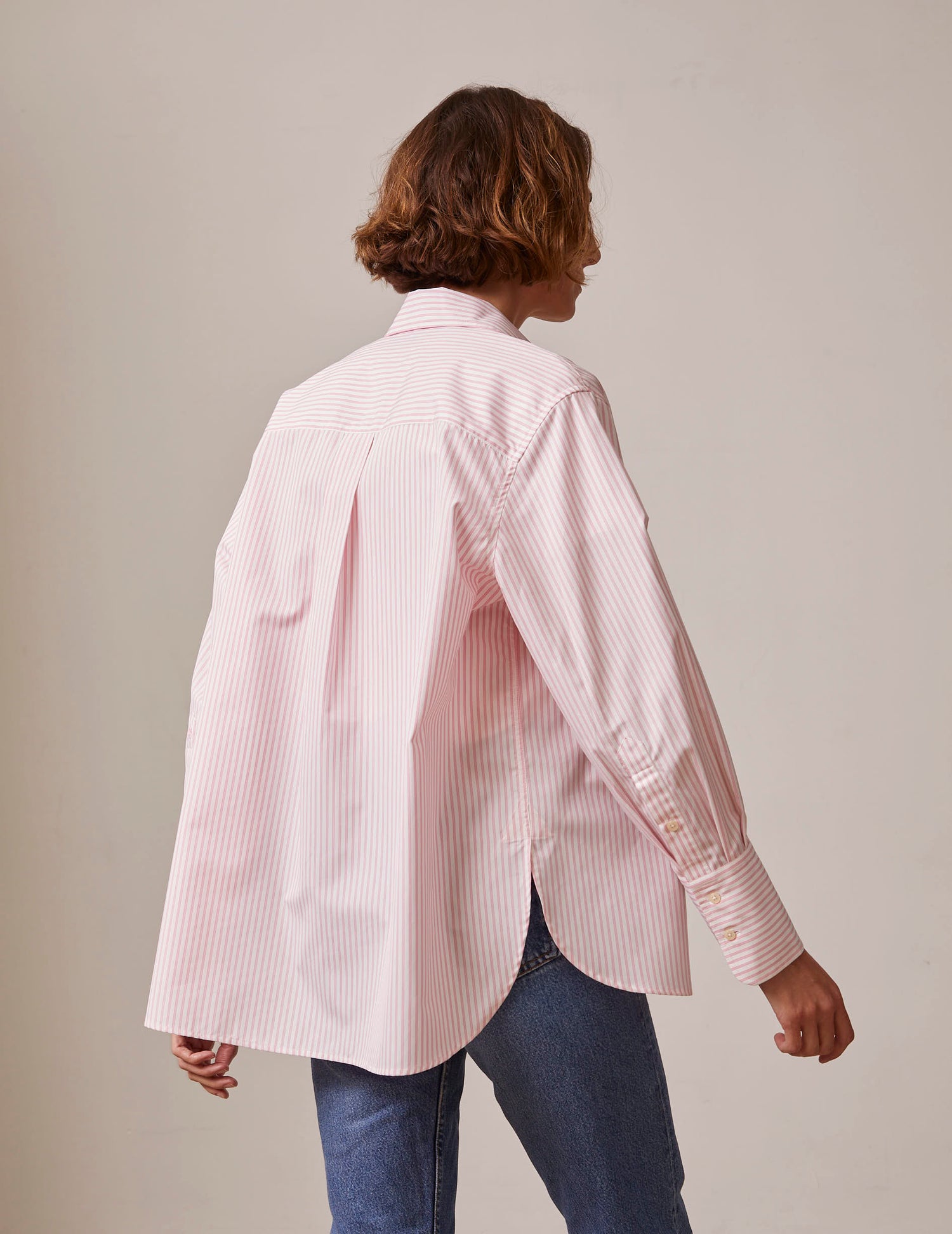 pink Hidden button placket Irene shirt - Poplin - Shirt Collar#4