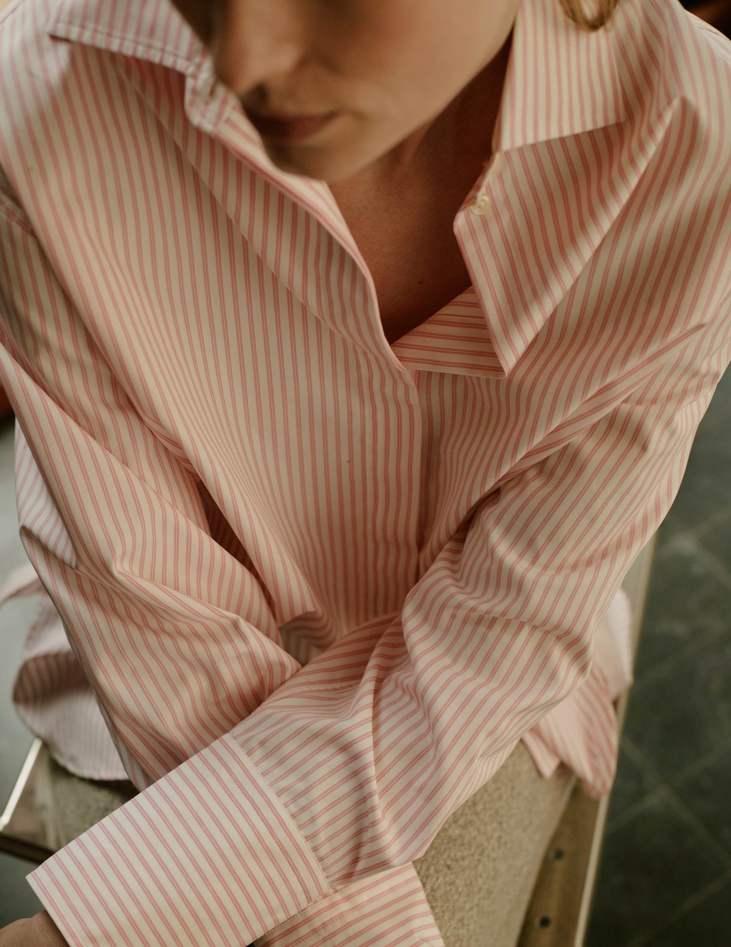 pink Hidden button placket Irene shirt - Poplin - Shirt Collar