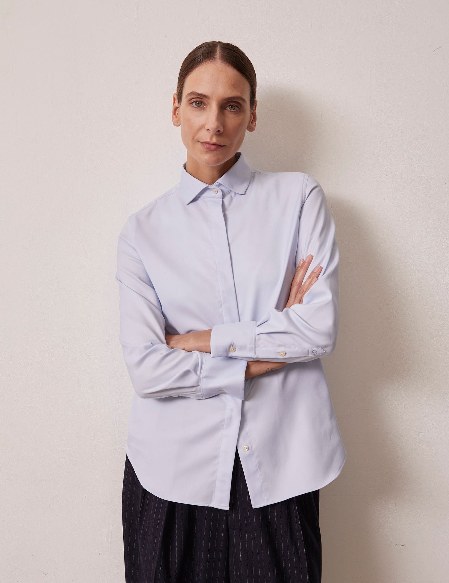 Irina light blue shirt - dobby - Italian Collar