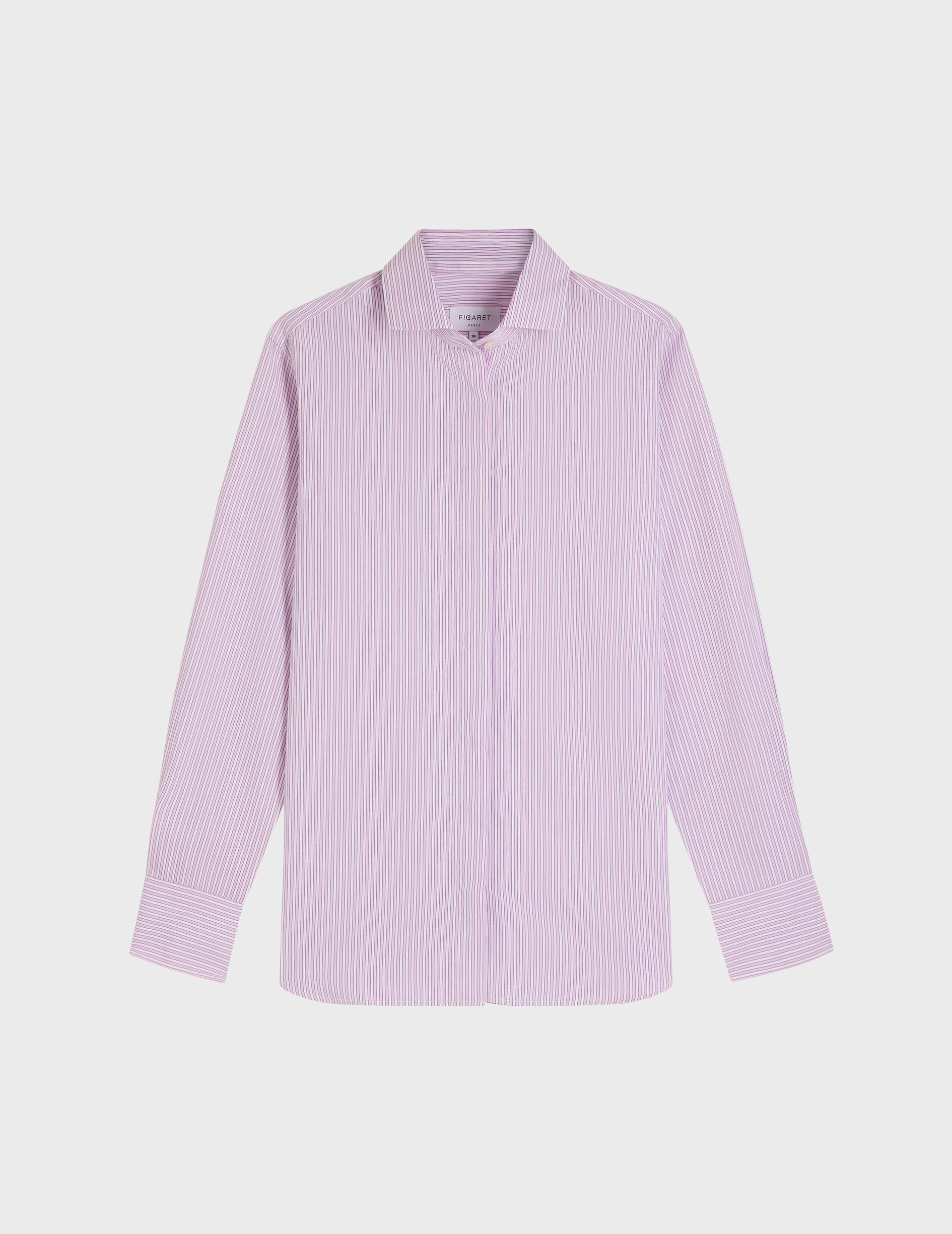 Irina Hidden button placket pink striped shirt - Poplin - Italian Collar