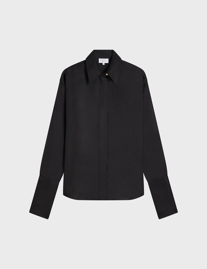 Black Irisa hidden button placket shirt