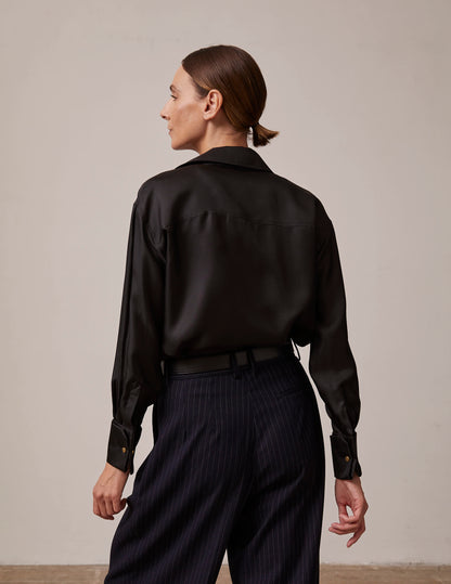 Black Irisa hidden button placket shirt