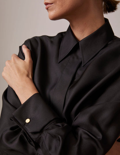 Black Irisa hidden button placket shirt