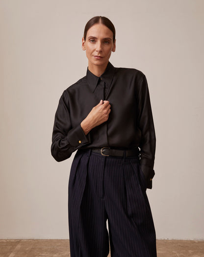 Black Irisa hidden button placket shirt