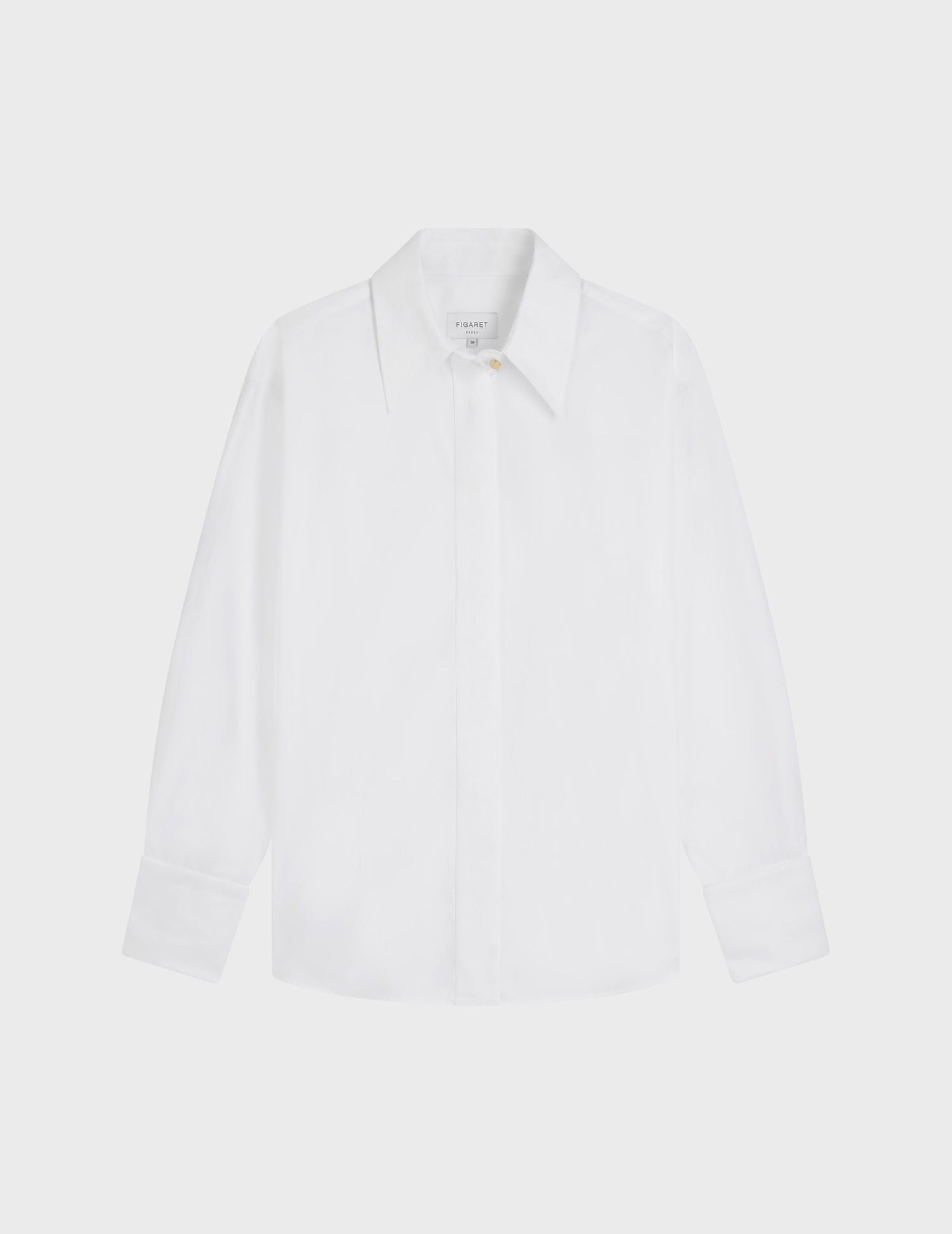 Iris Hidden button placket white shirt - dobby - Long Collar - Musketeers Cuffs#4