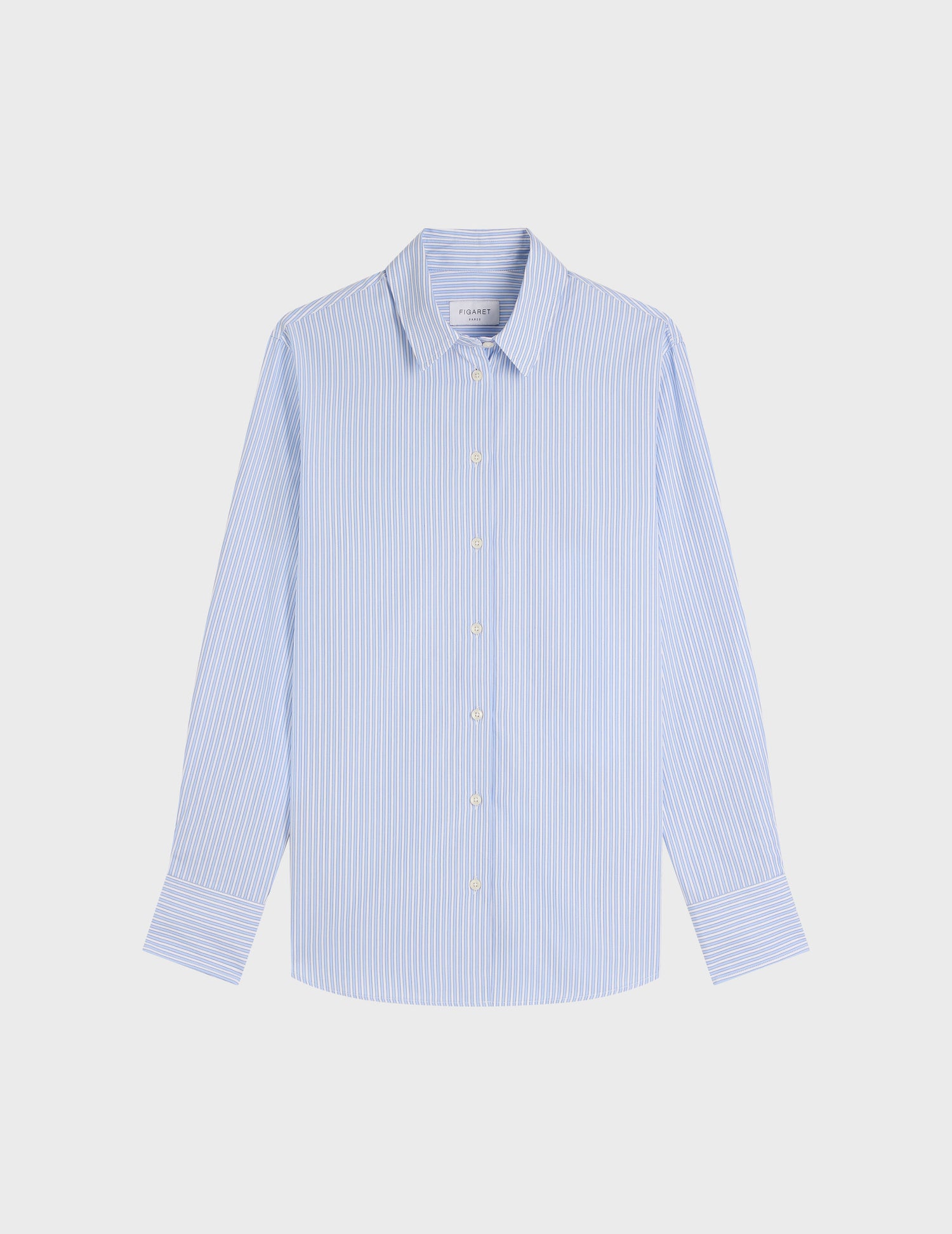 Marion light blue striped shirt - Poplin - Shirt Collar#4