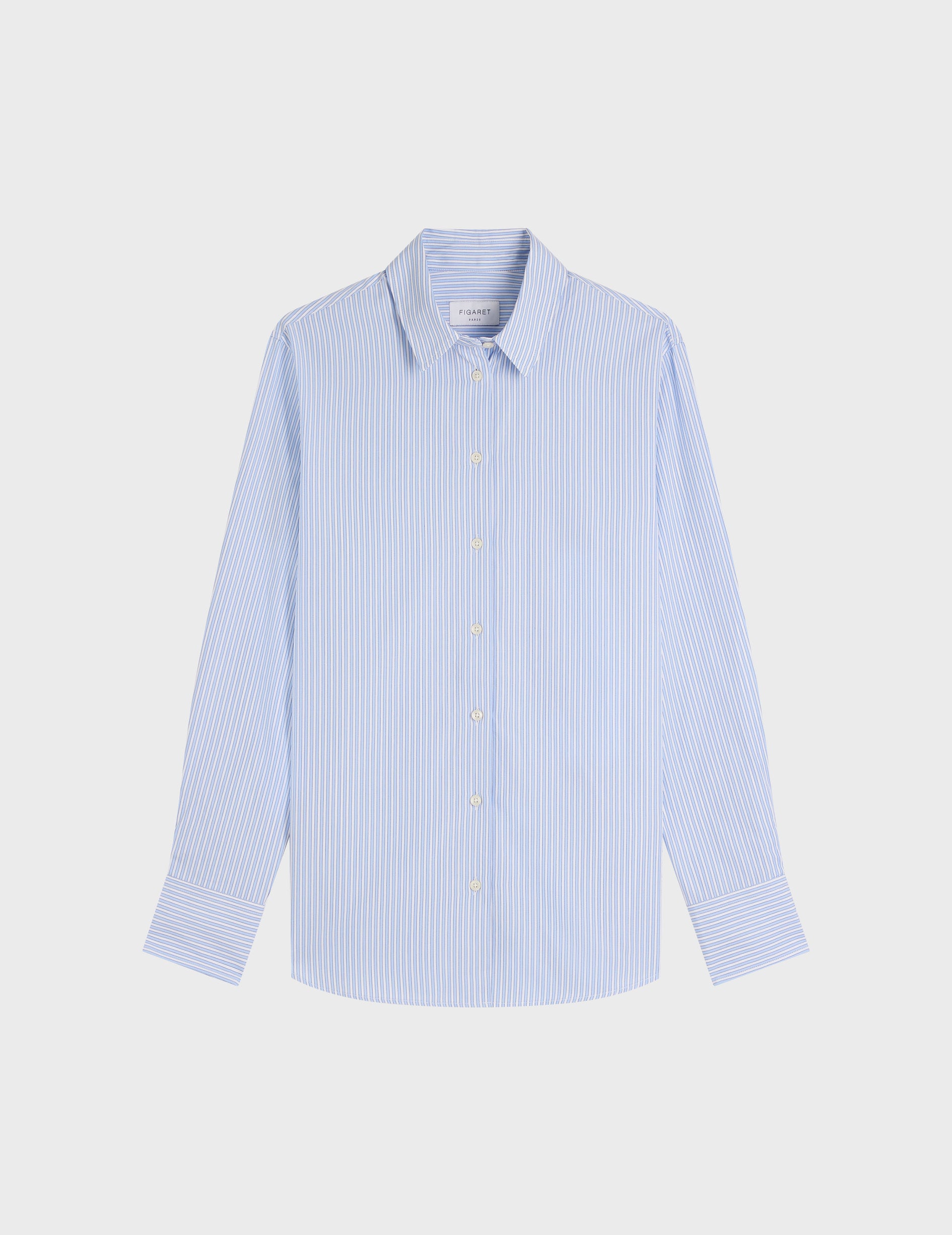 Marion light blue striped shirt - Poplin - Shirt Collar