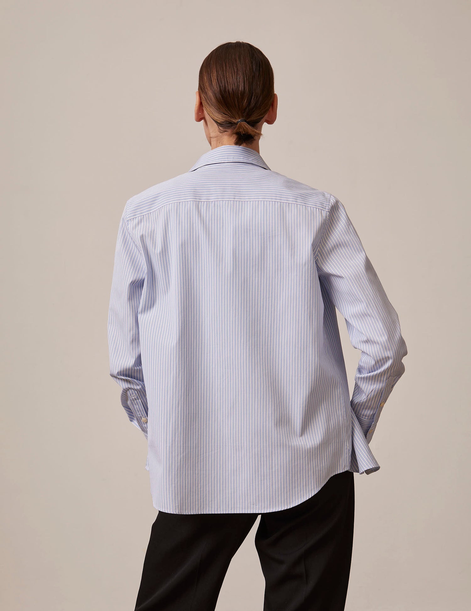 Marion light blue striped shirt - Poplin - Shirt Collar#2