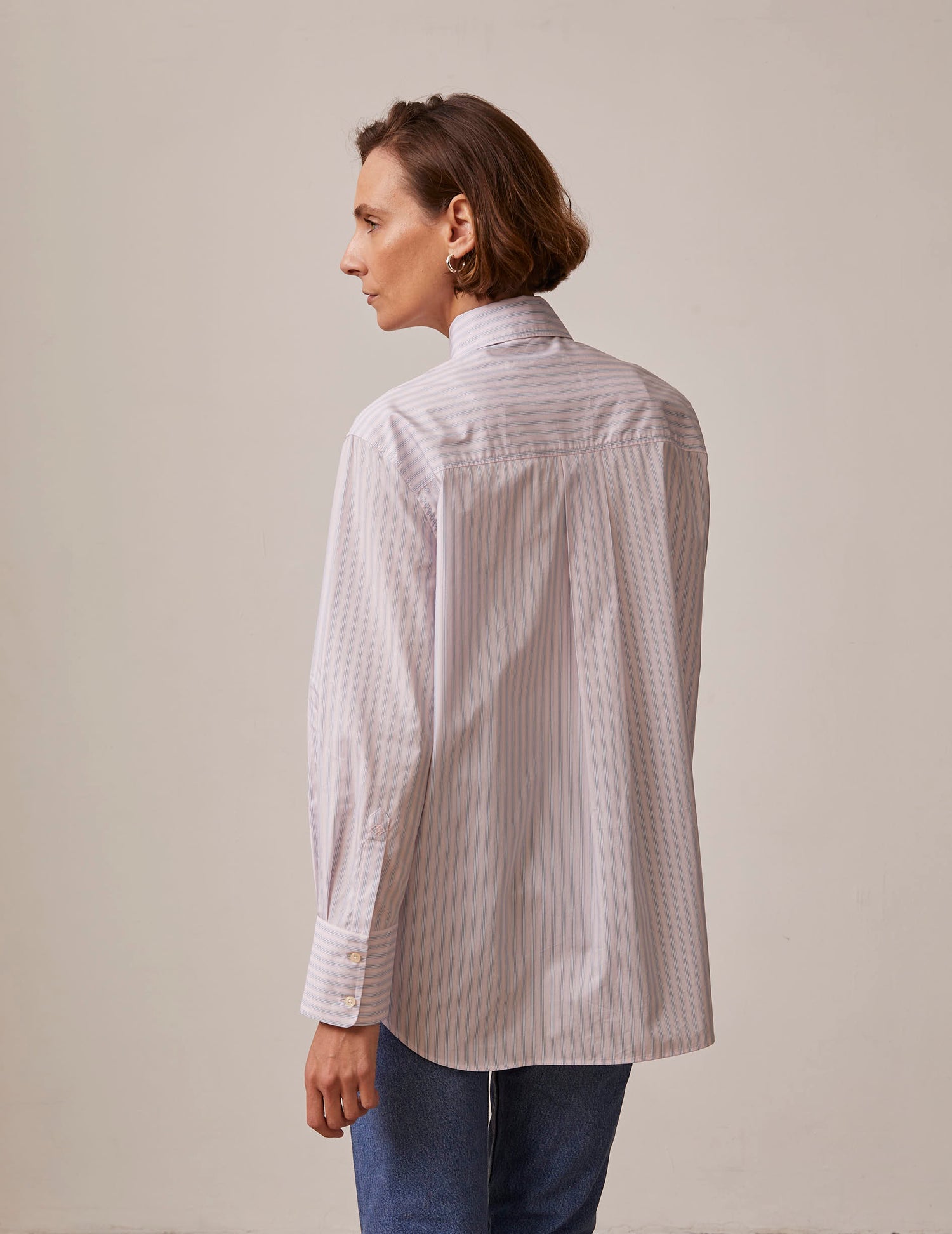 pink striped Mathilde shirt - Poplin - Shirt Collar#3