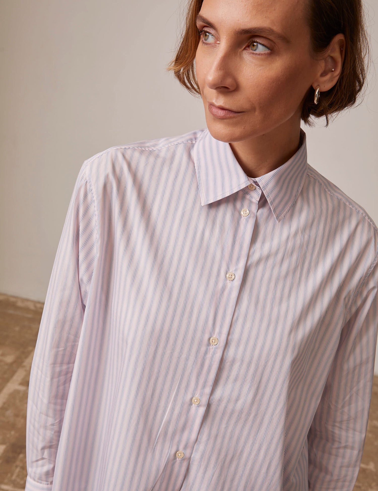 pink striped Mathilde shirt - Poplin - Shirt Collar