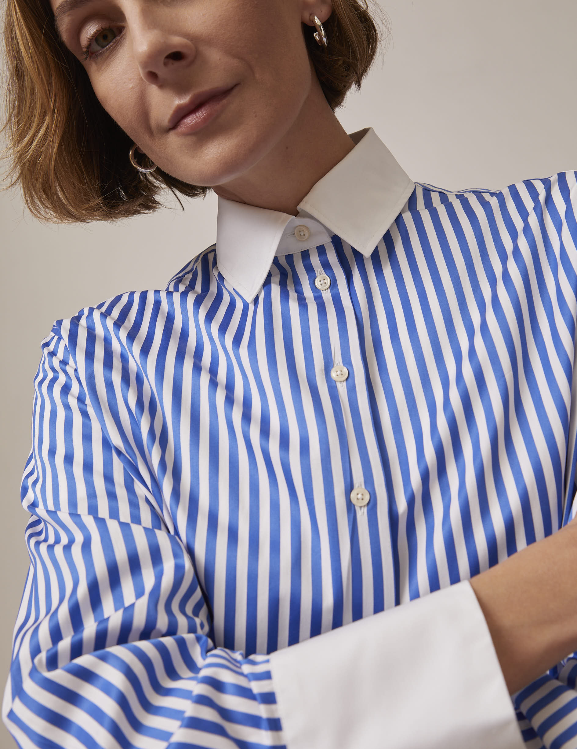 Mathilde blue striped shirt - Poplin - Shirt Collar