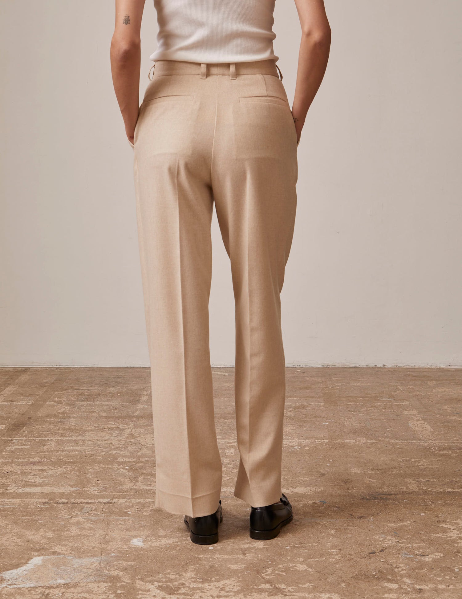 Pantalon Grazia en toile de laine beige - Toile#2