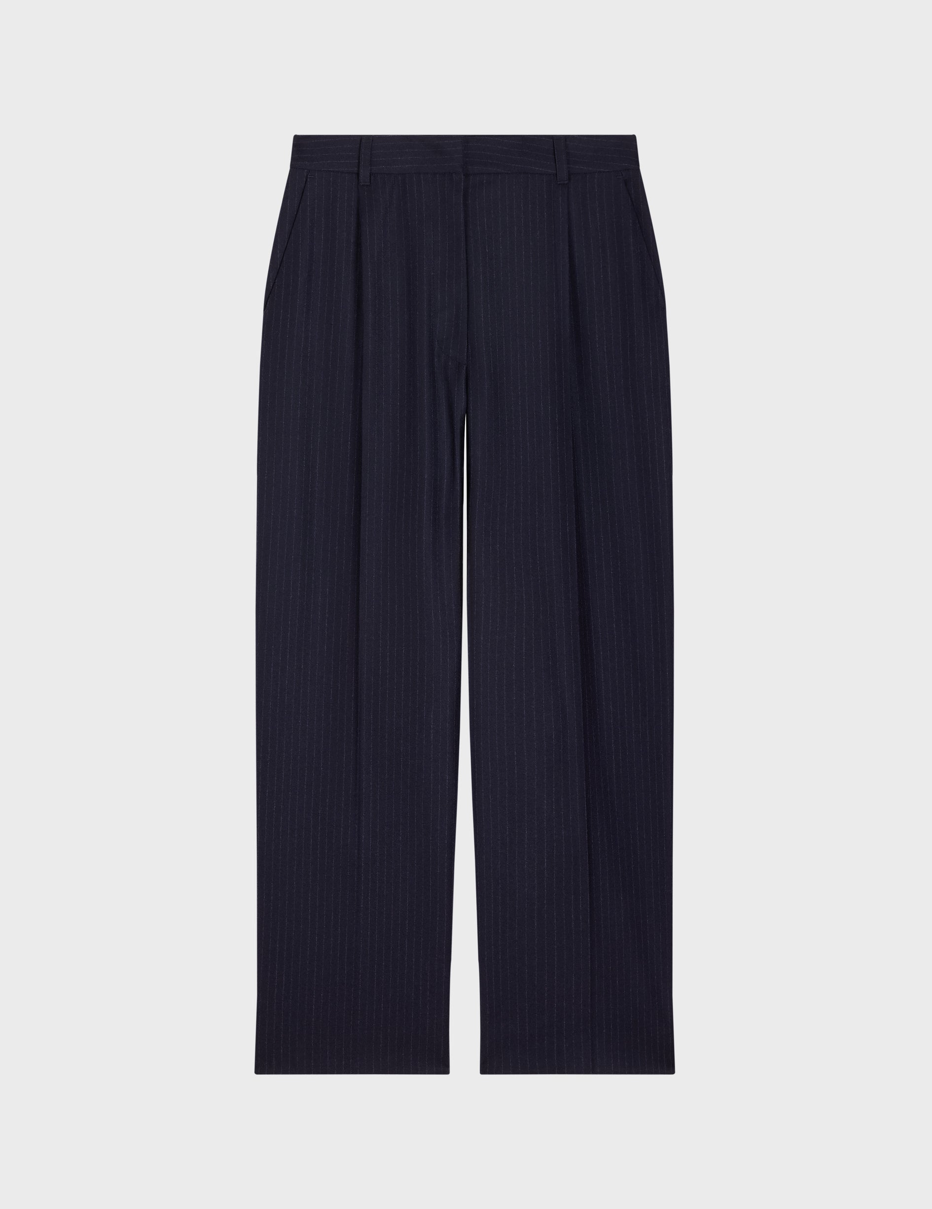 Grazia pants in navy blue striped wool twill