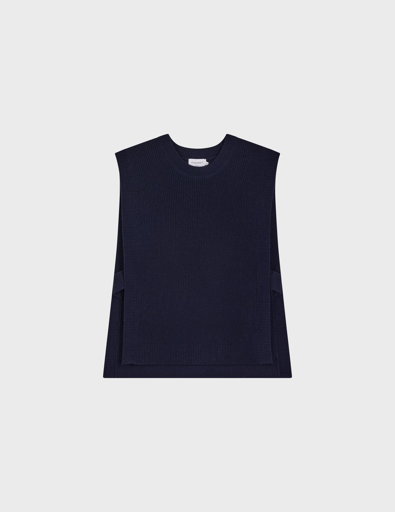 Ilonna sleeveless sweater, navy blue wool and cashmere