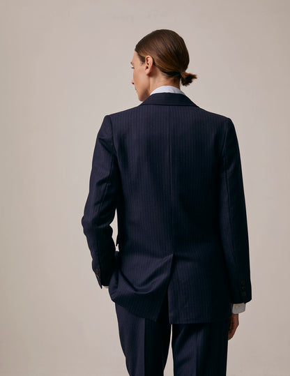 Glory blazer in navy blue striped wool twill