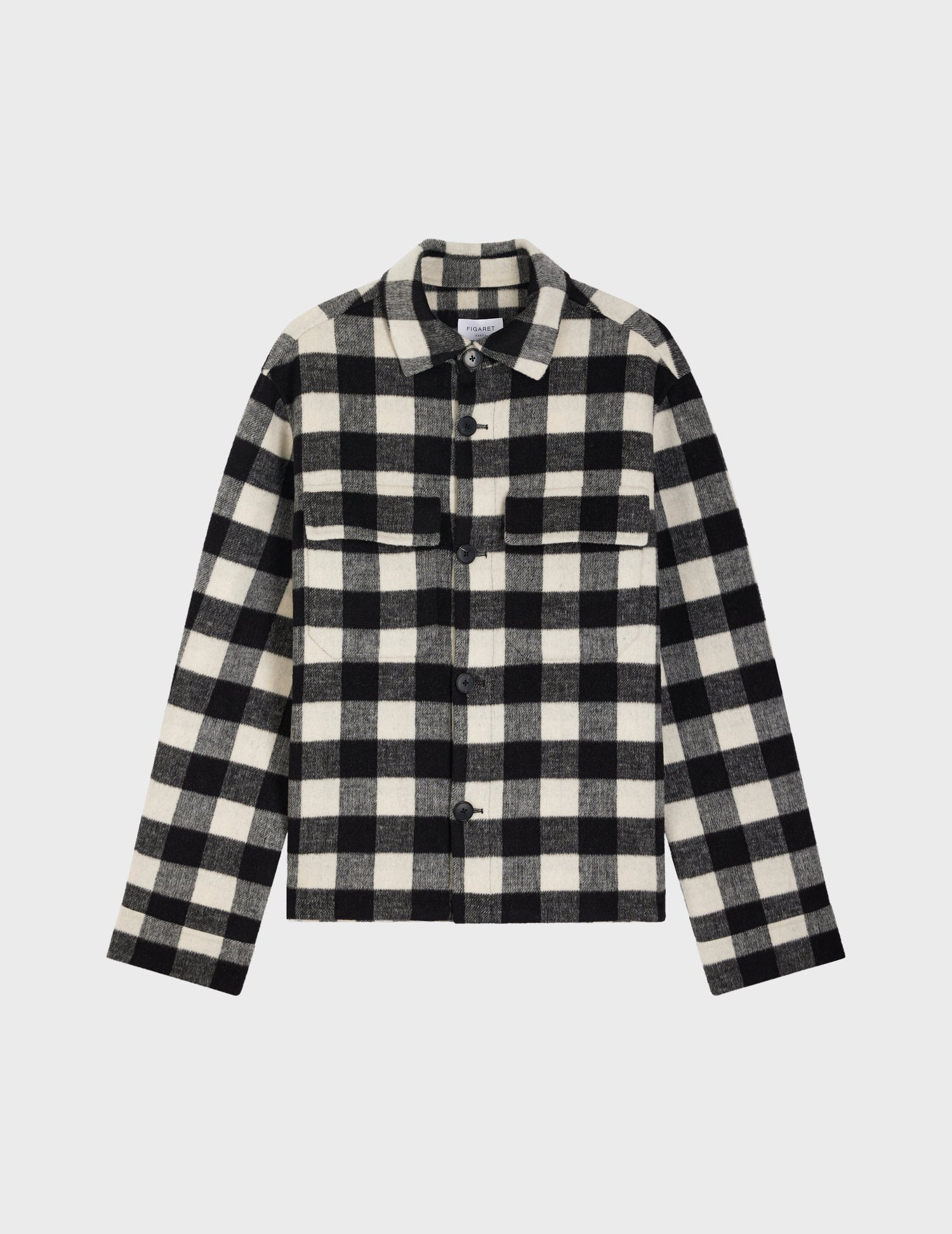 Inoa wool checked jacket in black