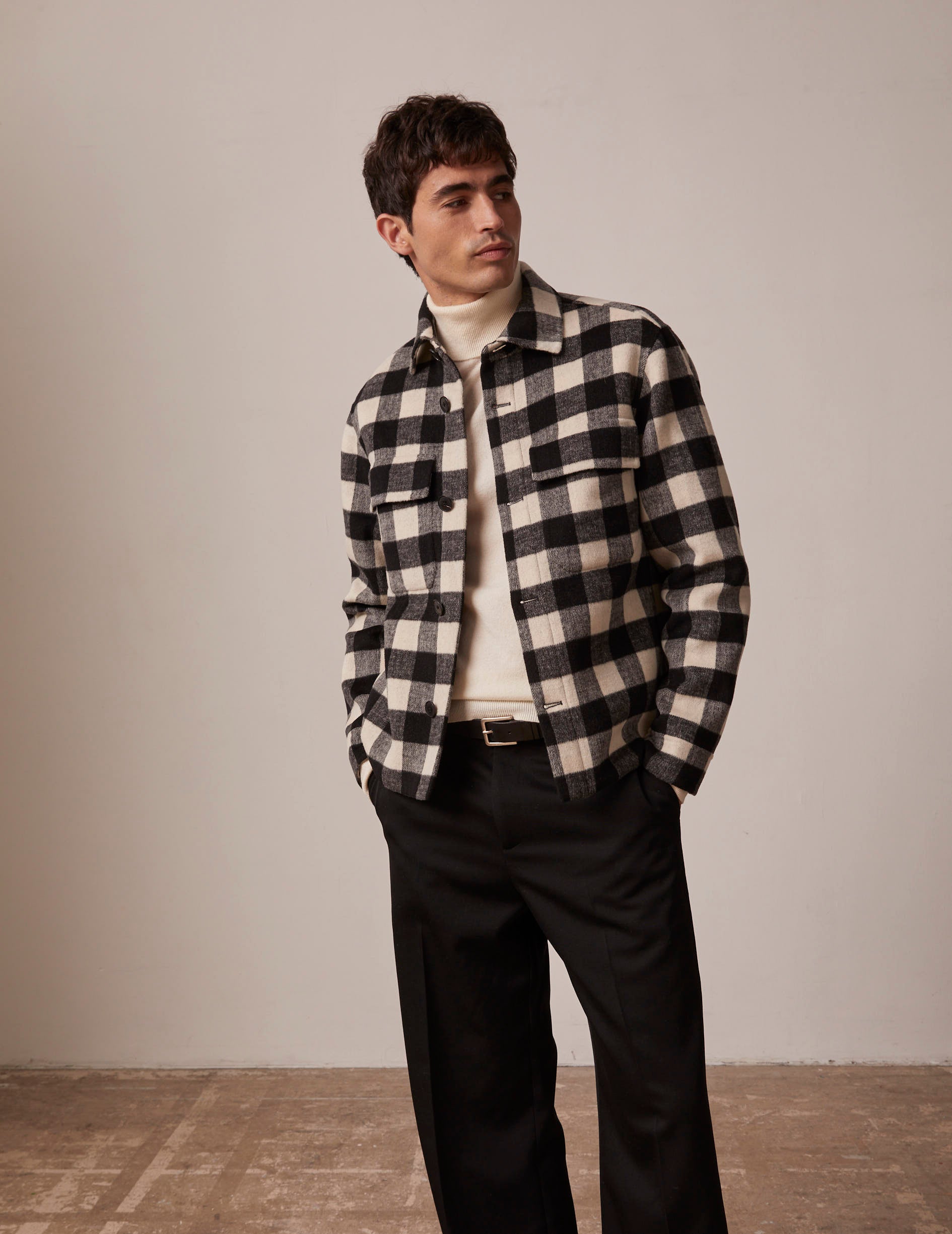 Inoa black wool checked jacket