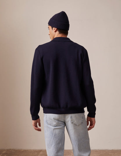 Faust cardigan in navy blue merino wool