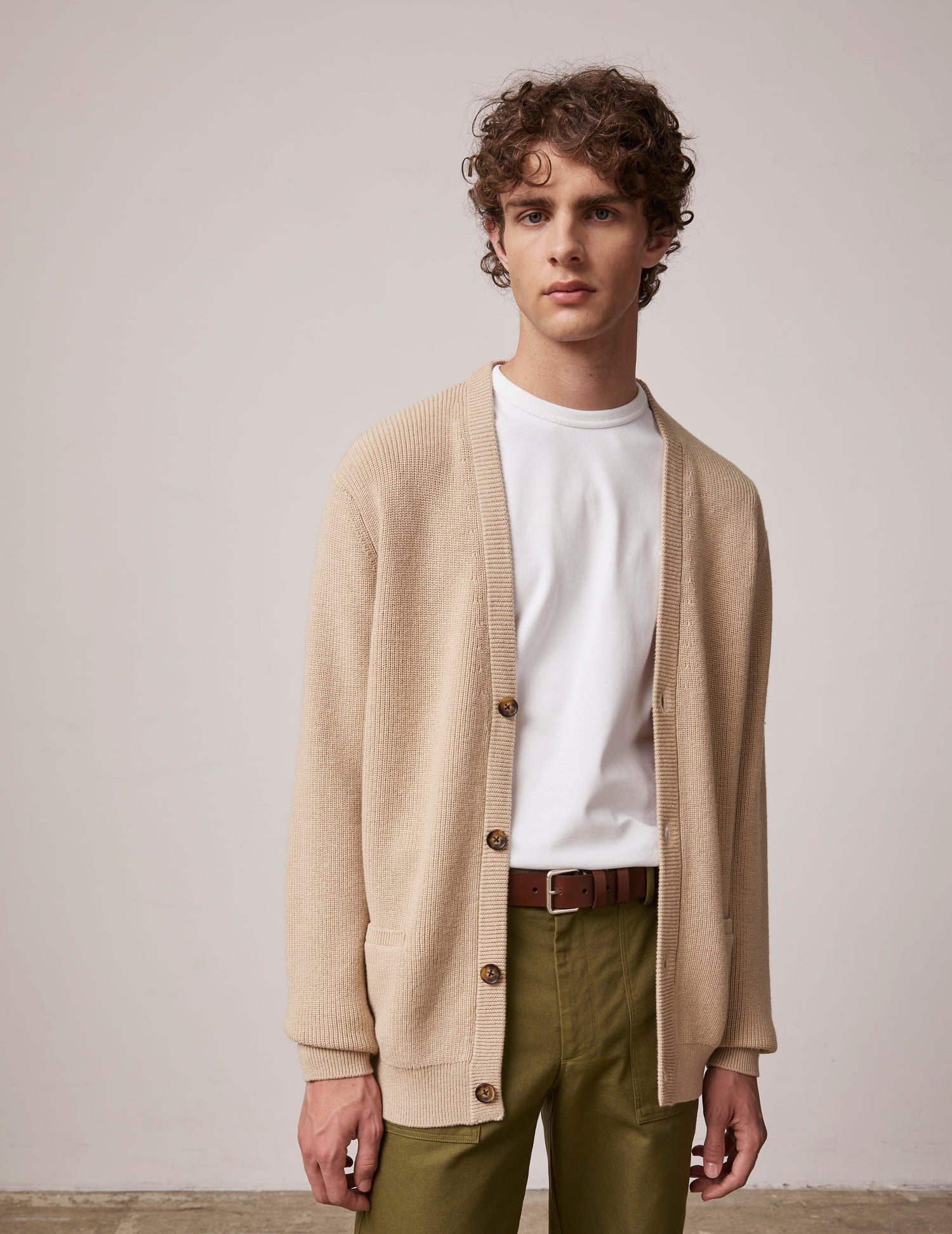 Ferdinand cardigan in beige wool