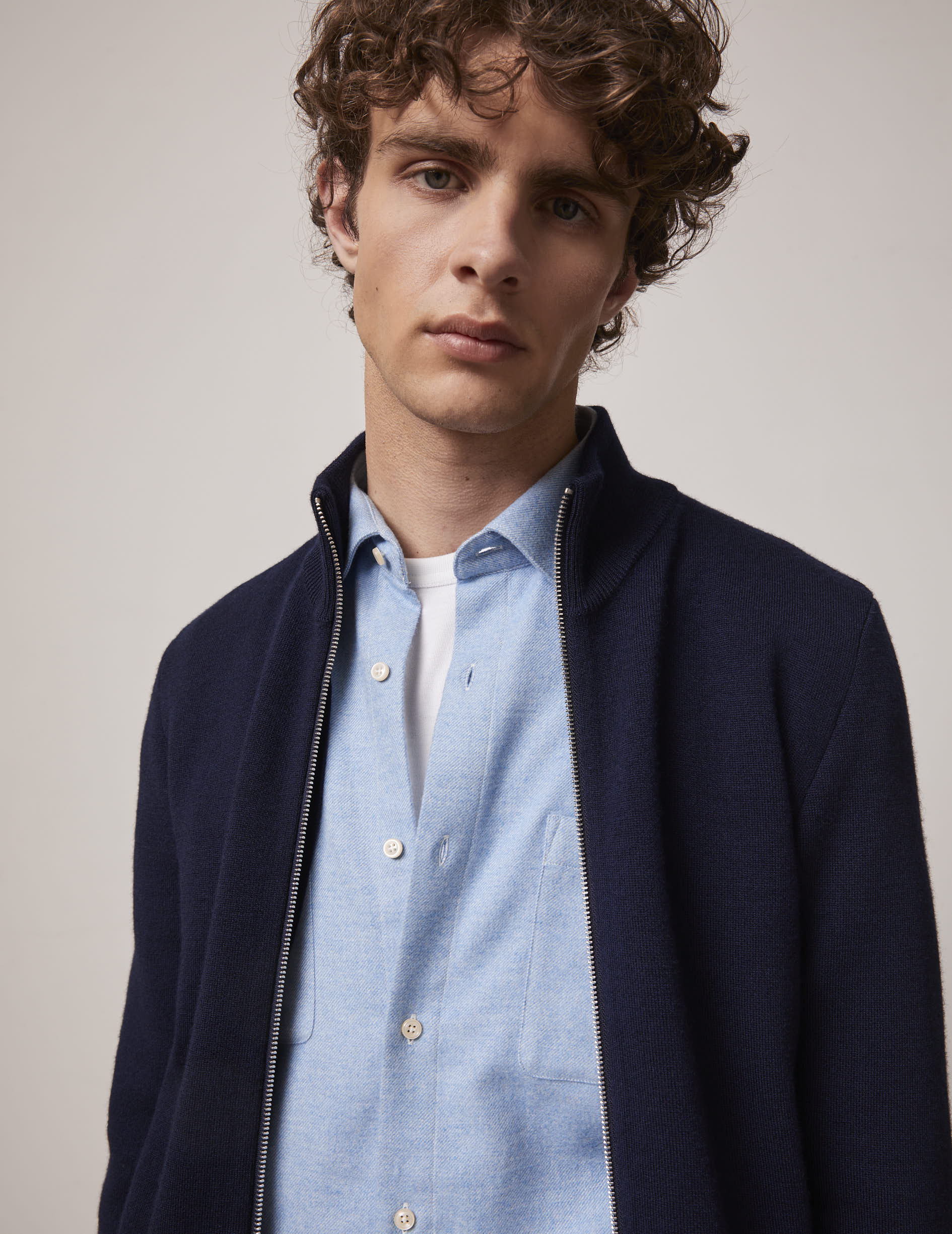 Gregory Cardigan in navy blue merino wool