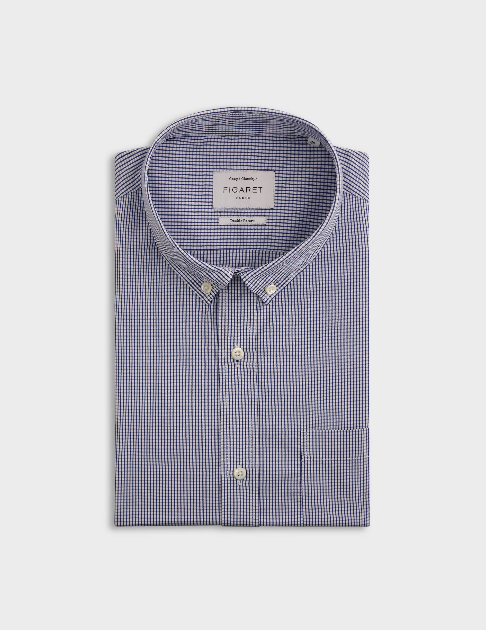 classic Blue checked shirt - Poplin - American Collar