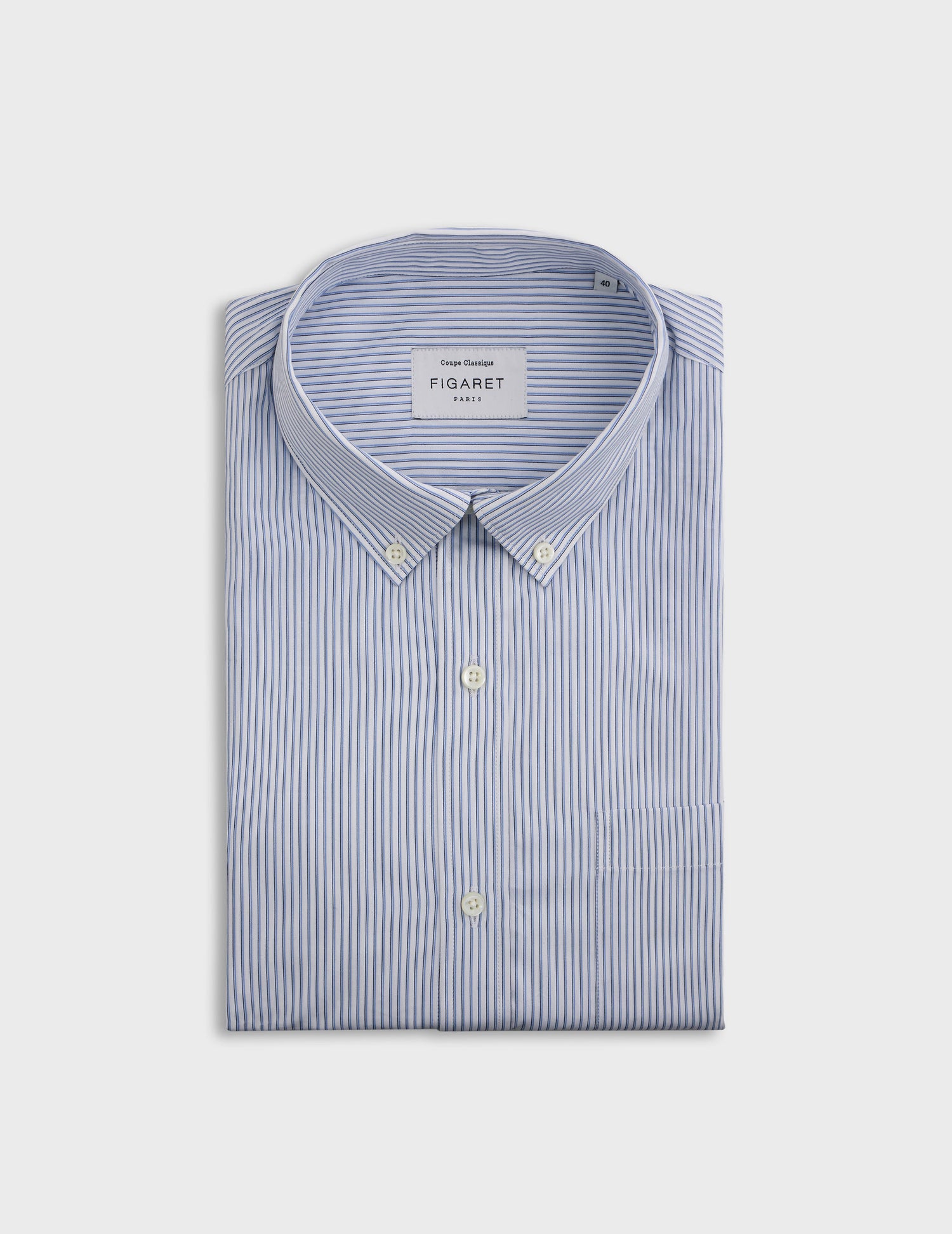 Blue striped classic shirt - Poplin - American Collar