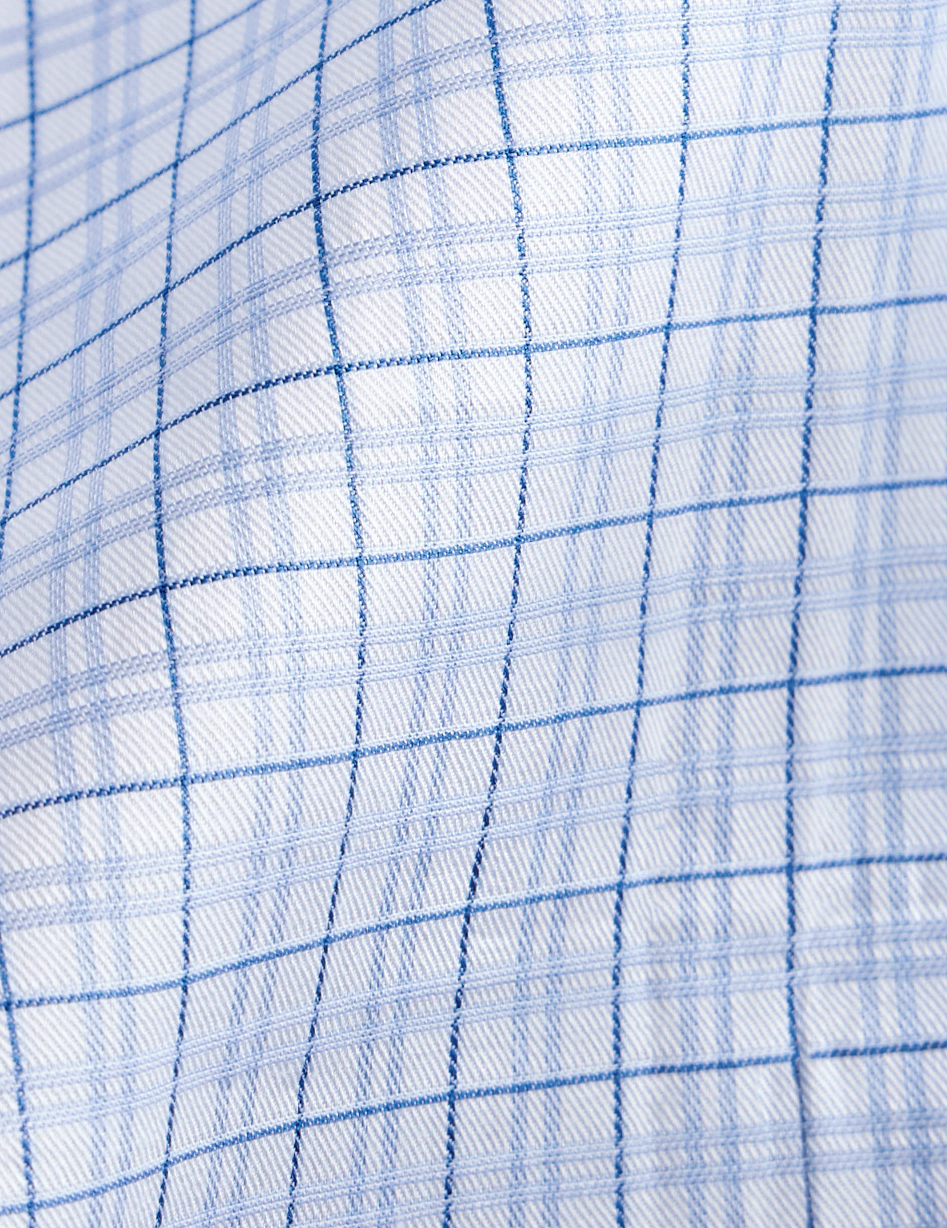 Chemise classique à carreaux bleus - Twill - Col Américain