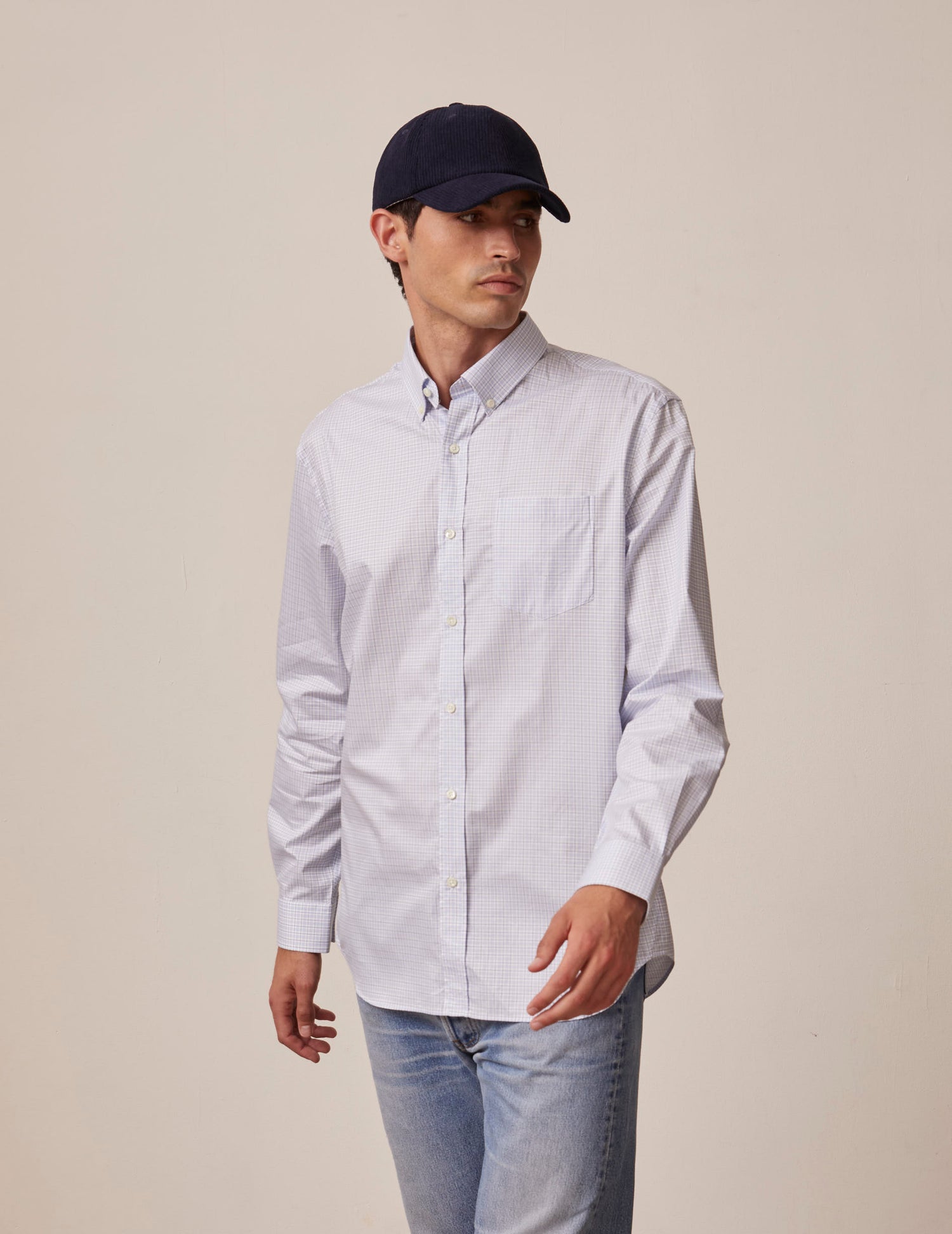 Chemise classique à carreaux bleus - Twill - Col Américain#3