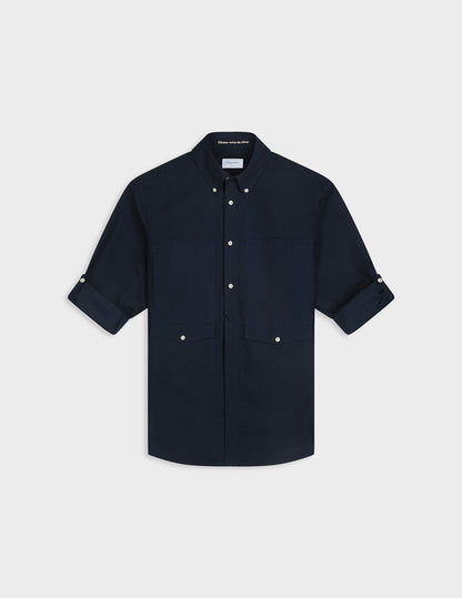 Antoine navy embroidered aviator shirt