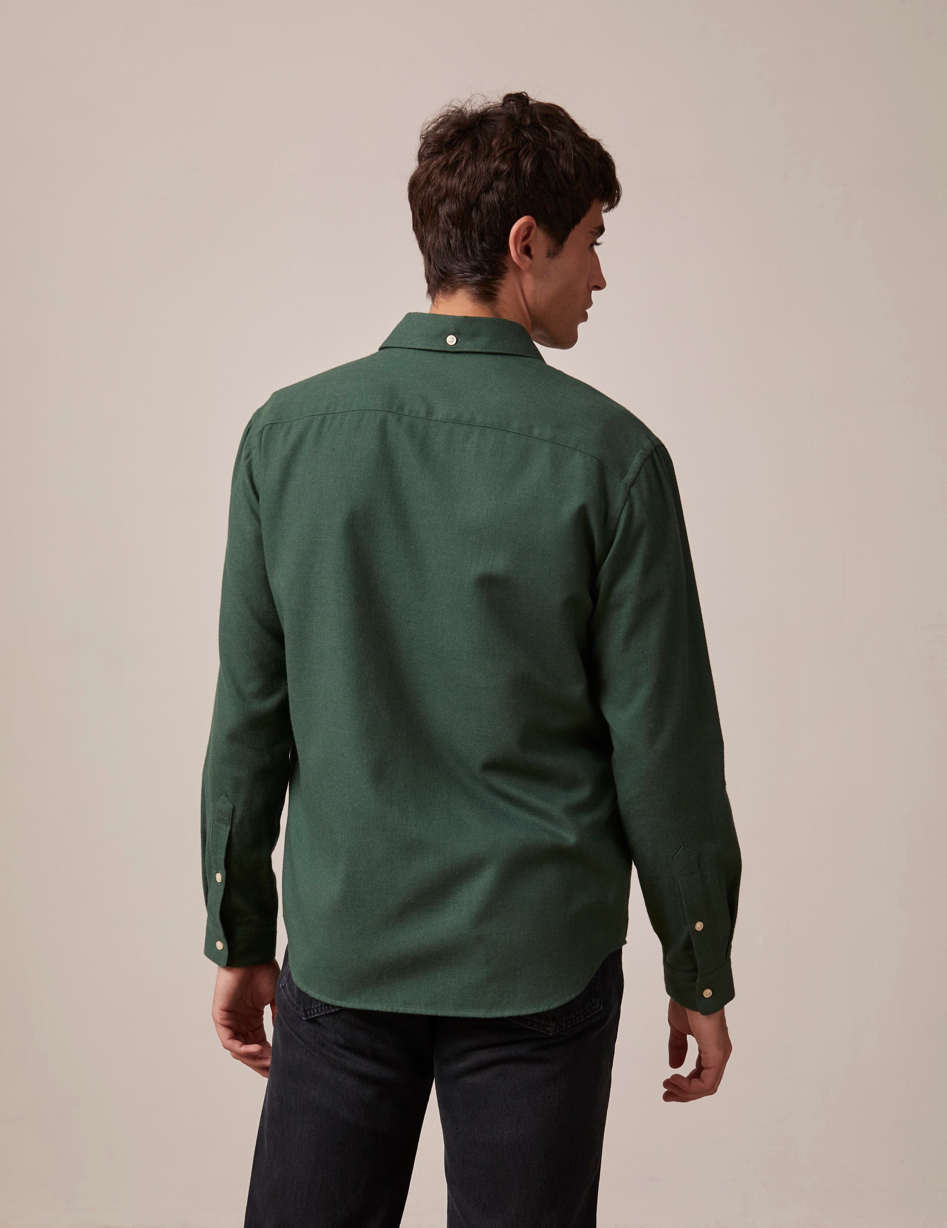 Green Aristote shirt - Flannel - Italian Collar