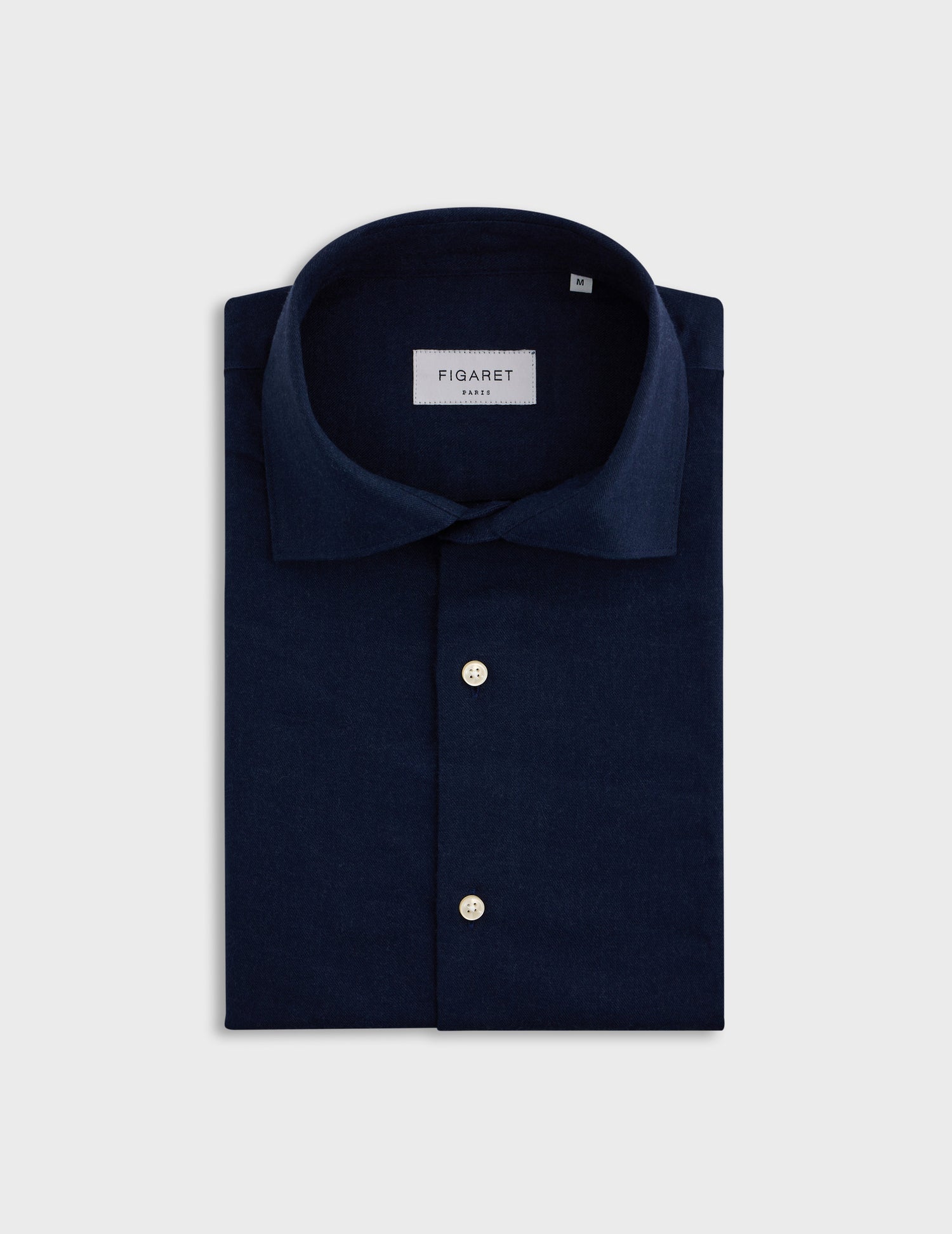 Chemise Aristote bleu marine - Flanelle - Col Italien#3