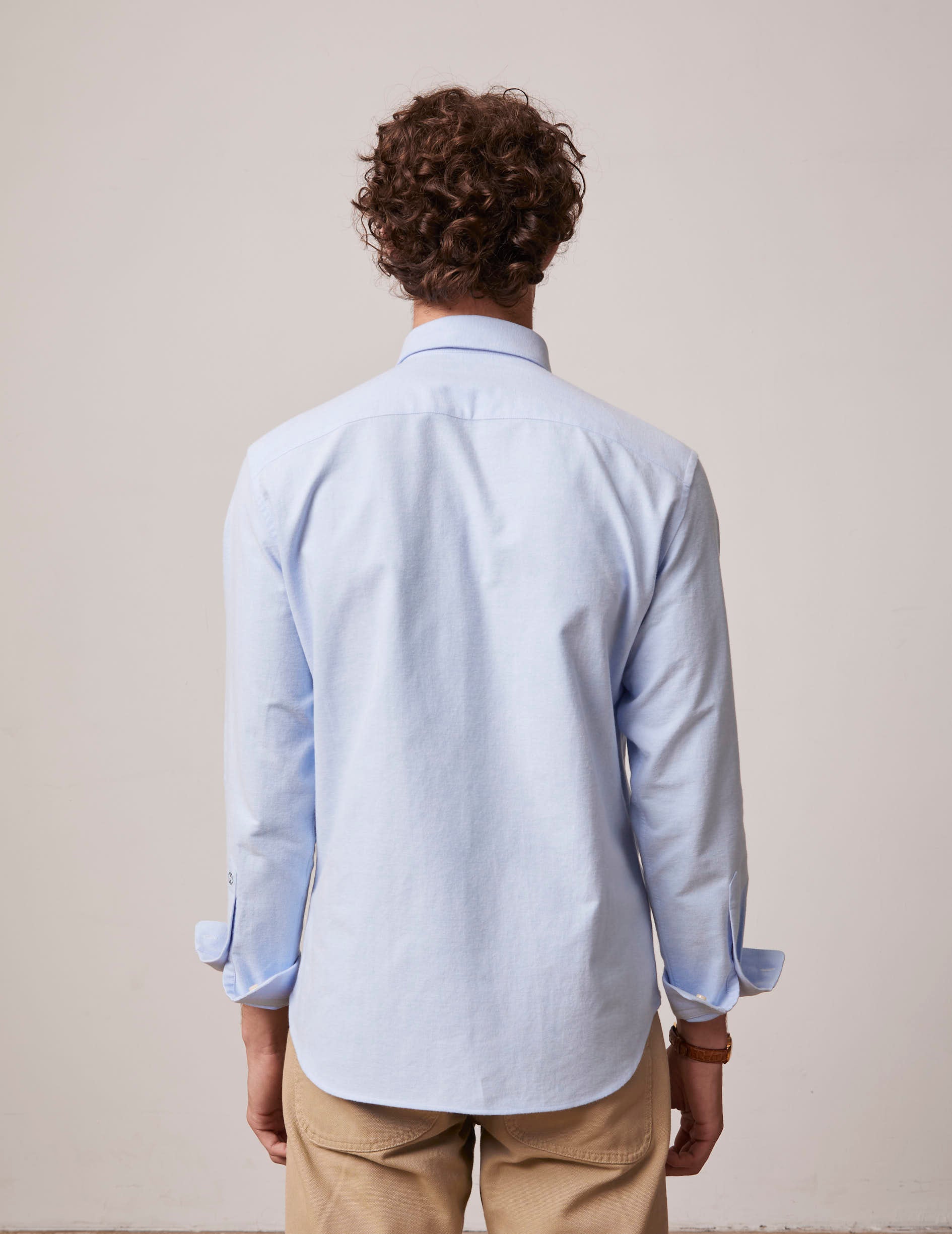 Chemise Armand bleue - Oxford selvedge - Col Prodigieux boutonné