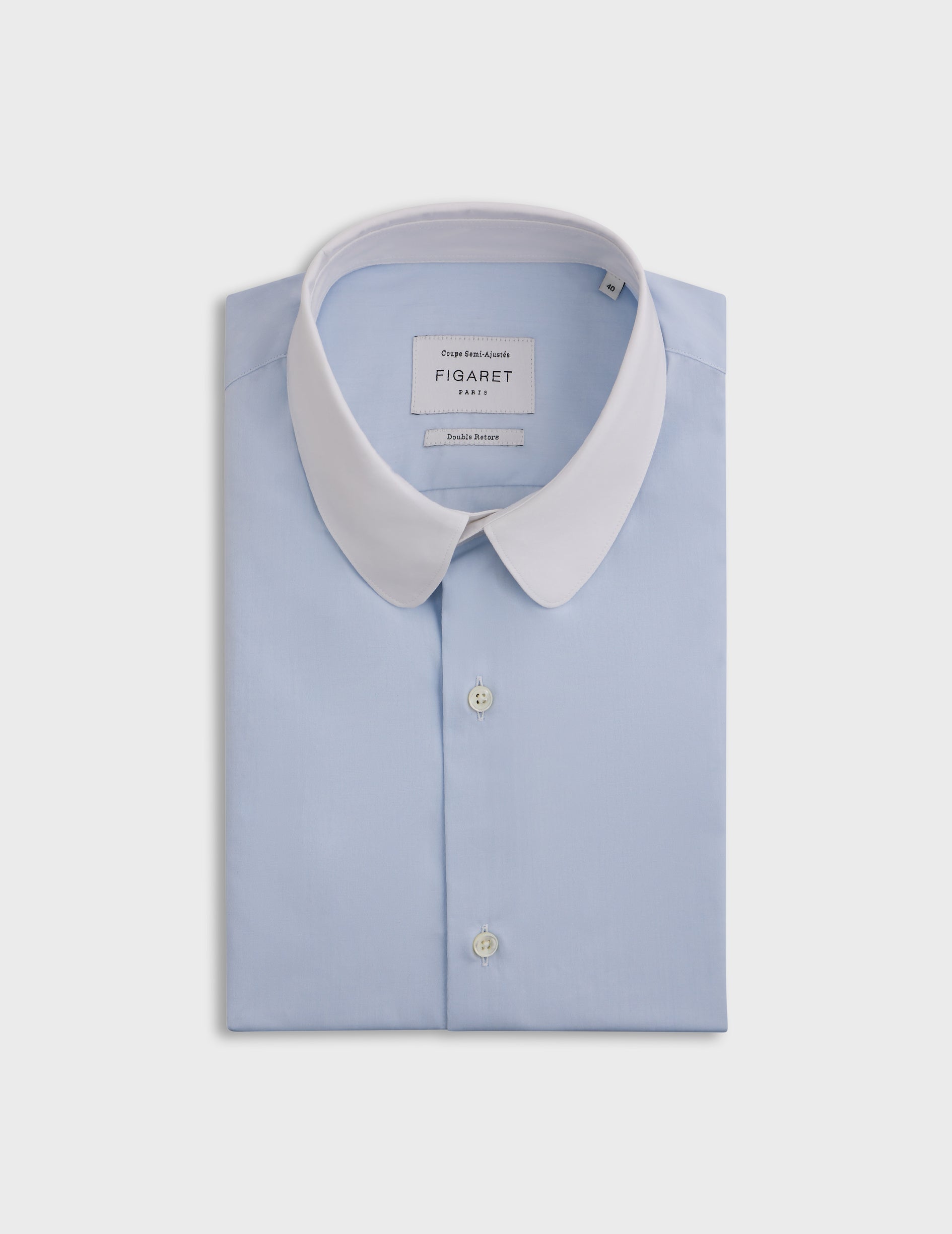 semi-fitted Blue shirt - Poplin - Round Collar