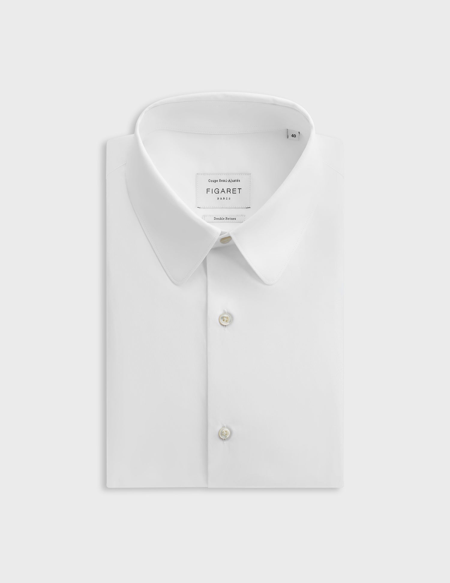 semi-fitted White shirt - Poplin - Round Collar