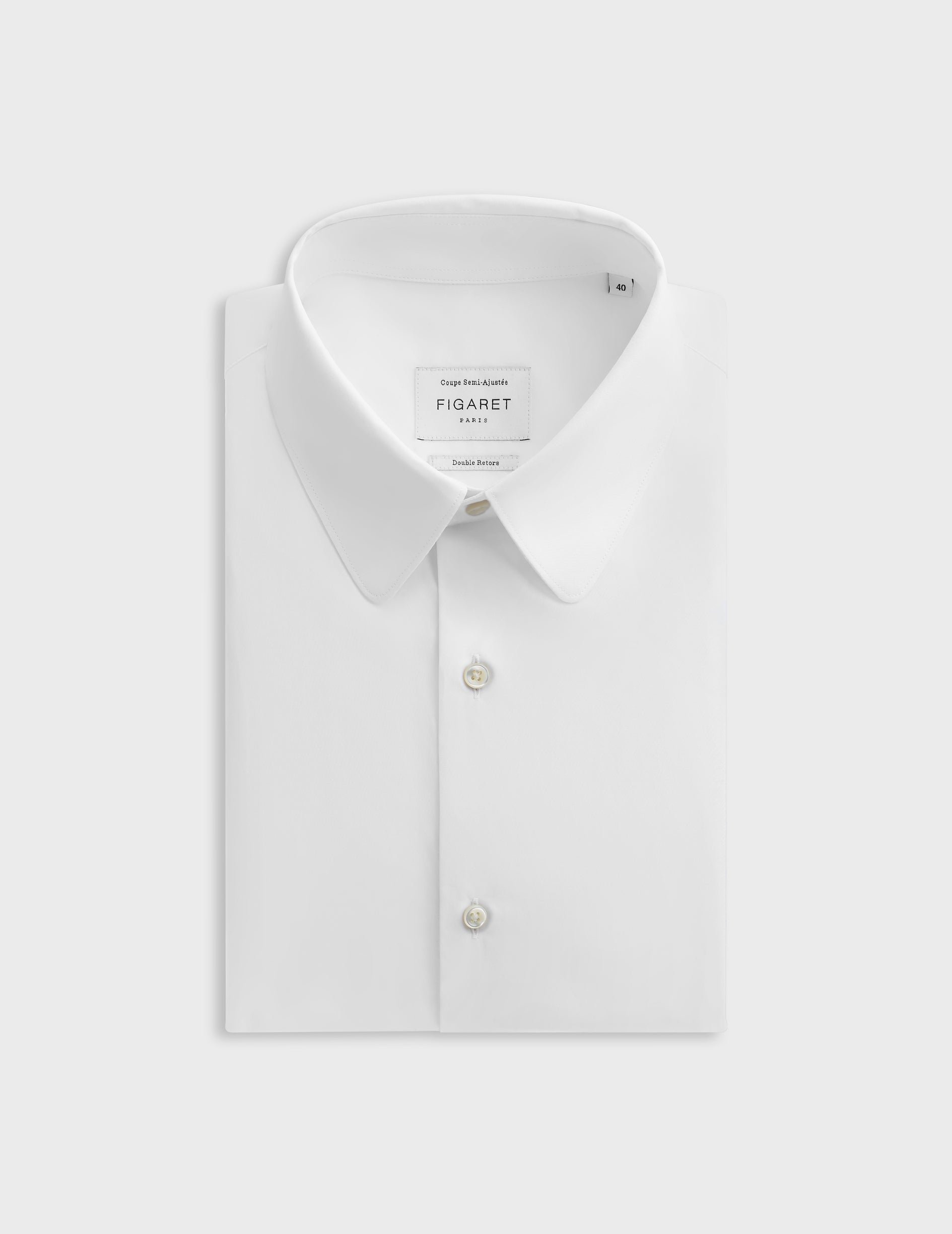 semi-fitted White shirt - Poplin - Round Collar