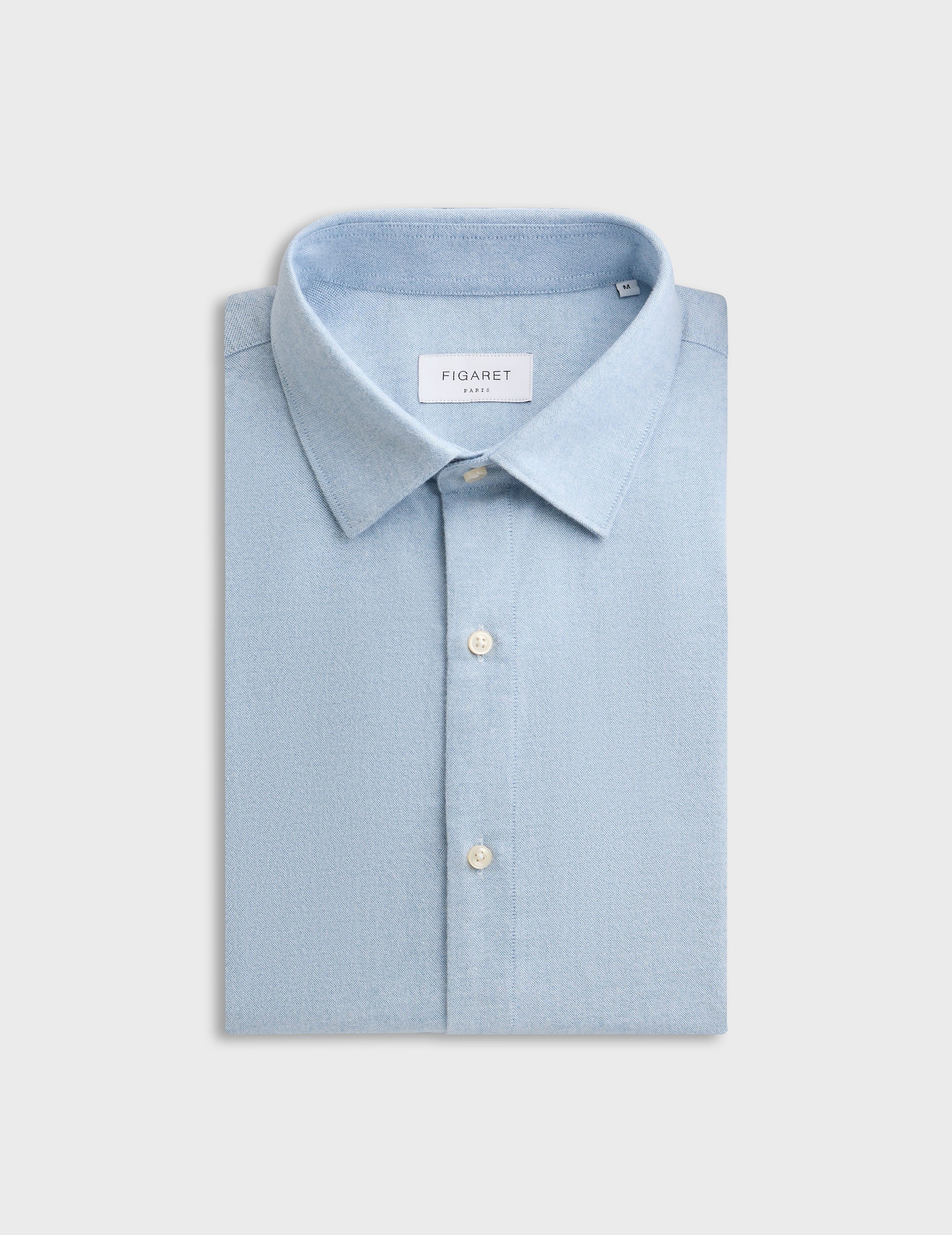 Chemise Auguste bleu clair - Oxford gratté - Col Français