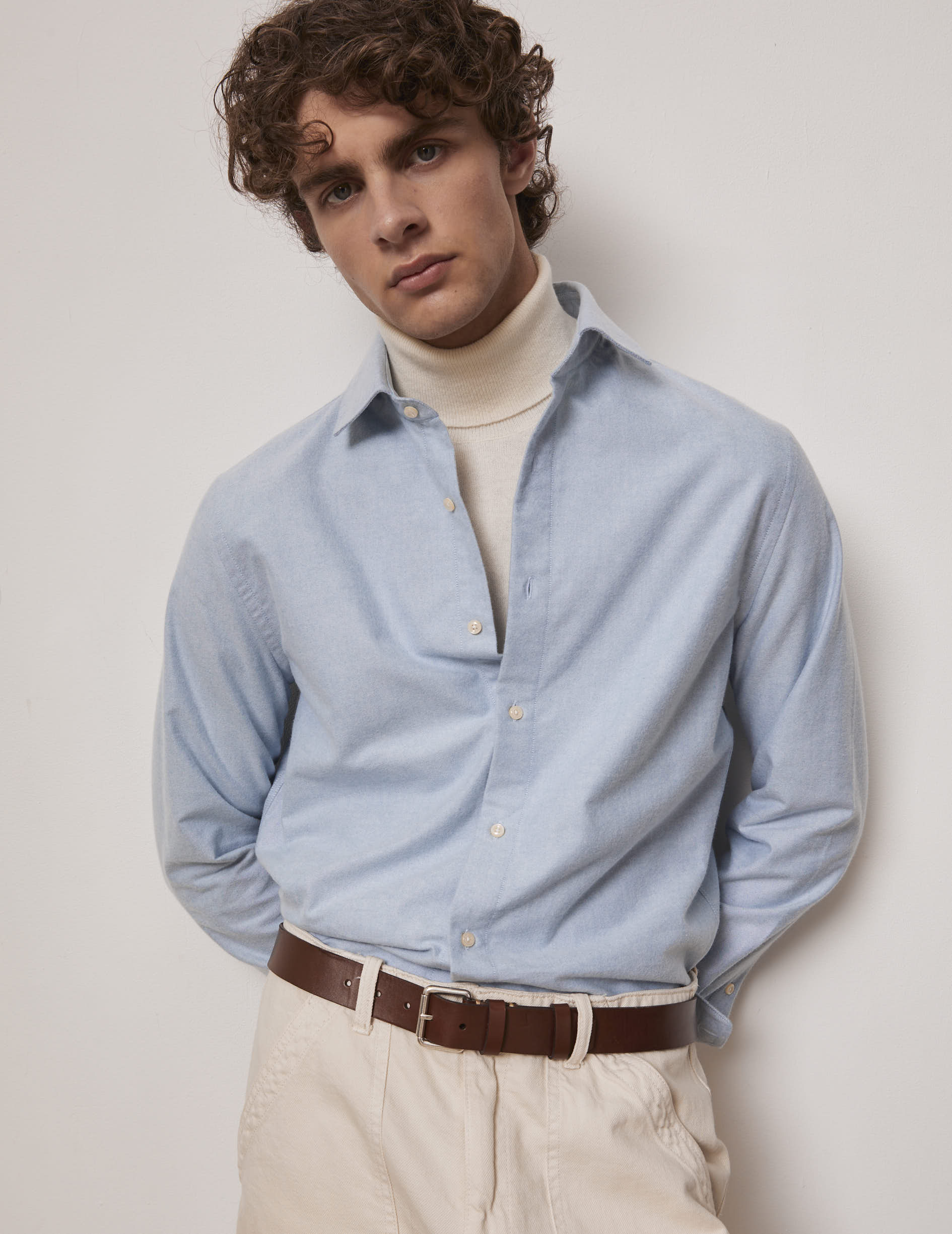 Chemise Auguste bleu - Oxford gratté - Col Français